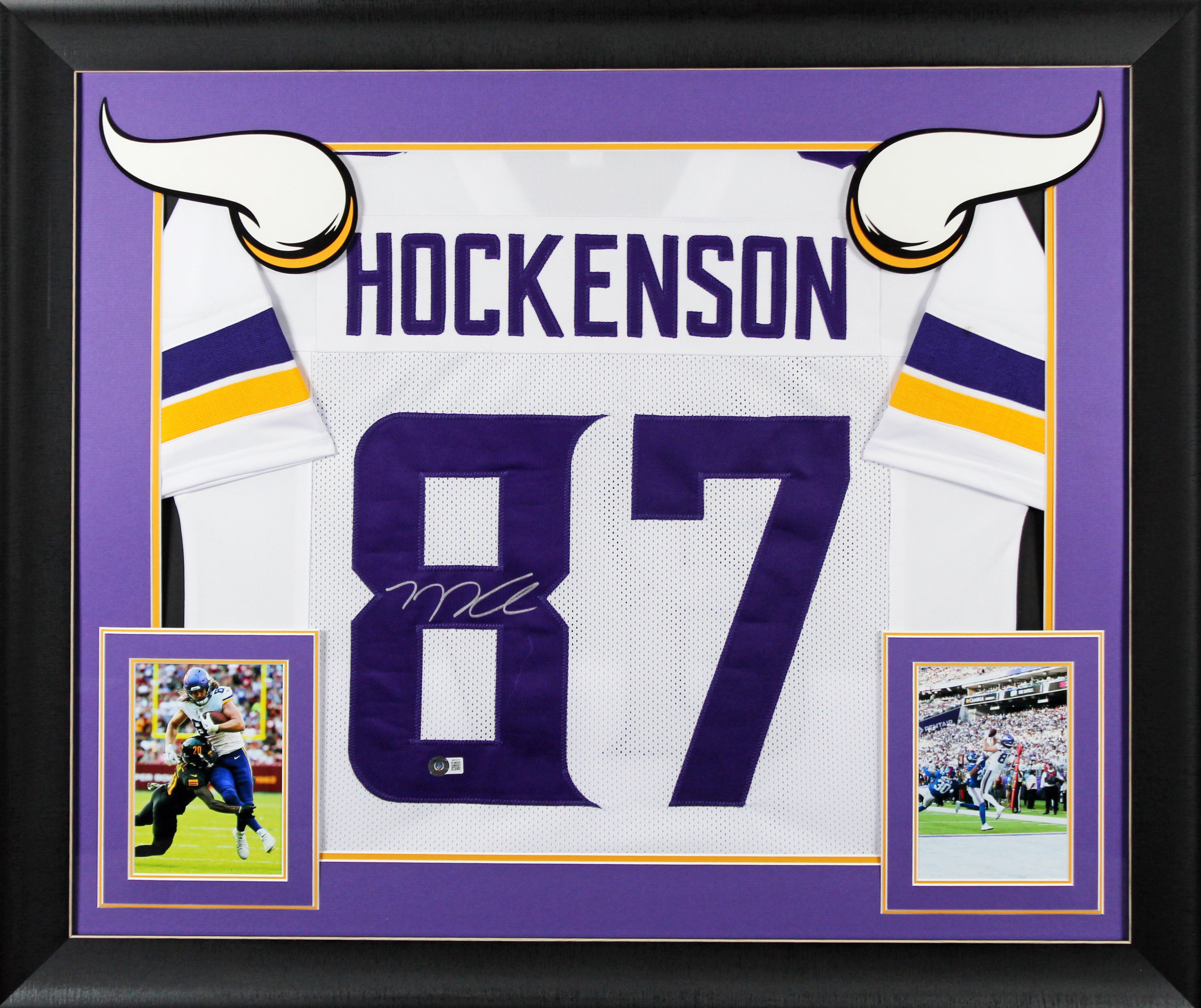 T.J. Hockenson Authentic Signed White Pro Style Framed Jersey BAS Witnessed