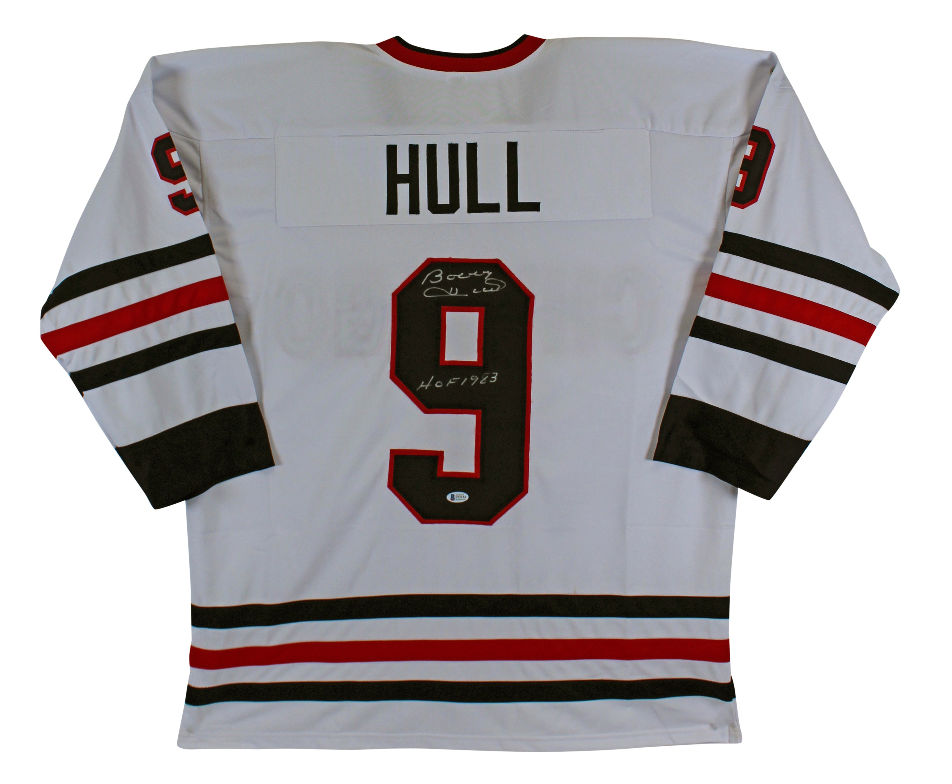 Bobby Hull "HOF 1983" Authentic Signed White Pro Style Jersey Autographed BAS