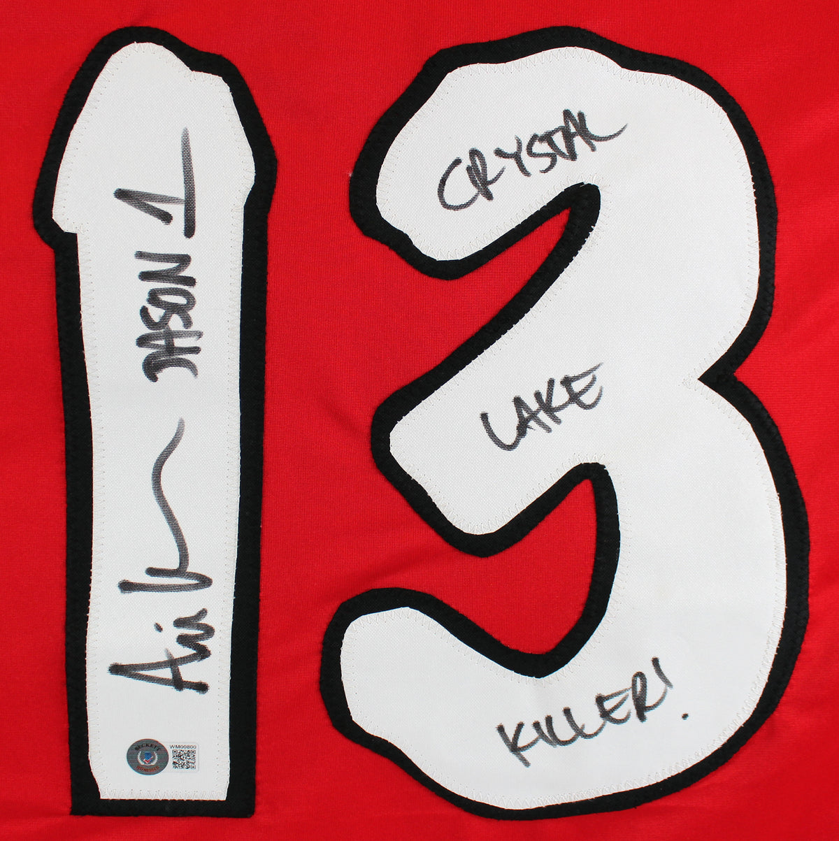Ari Lehman "Crystal Lake Killer" Signed Red Jason Voorhees Hockey Jersey BAS Wit
