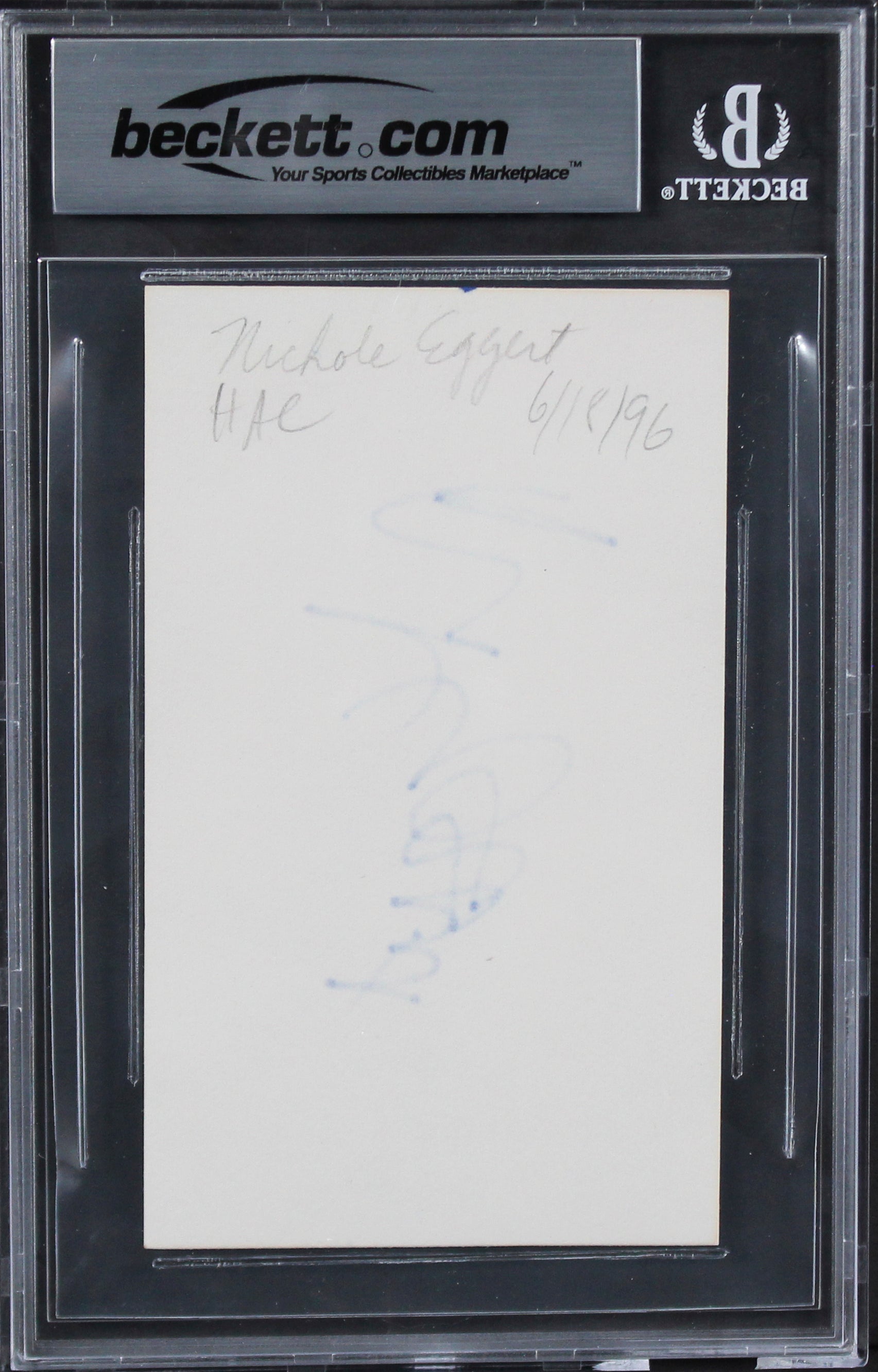 Nicole Eggert Charles in Charge Authentic Signed 3x5 Index Card BAS Slabbed