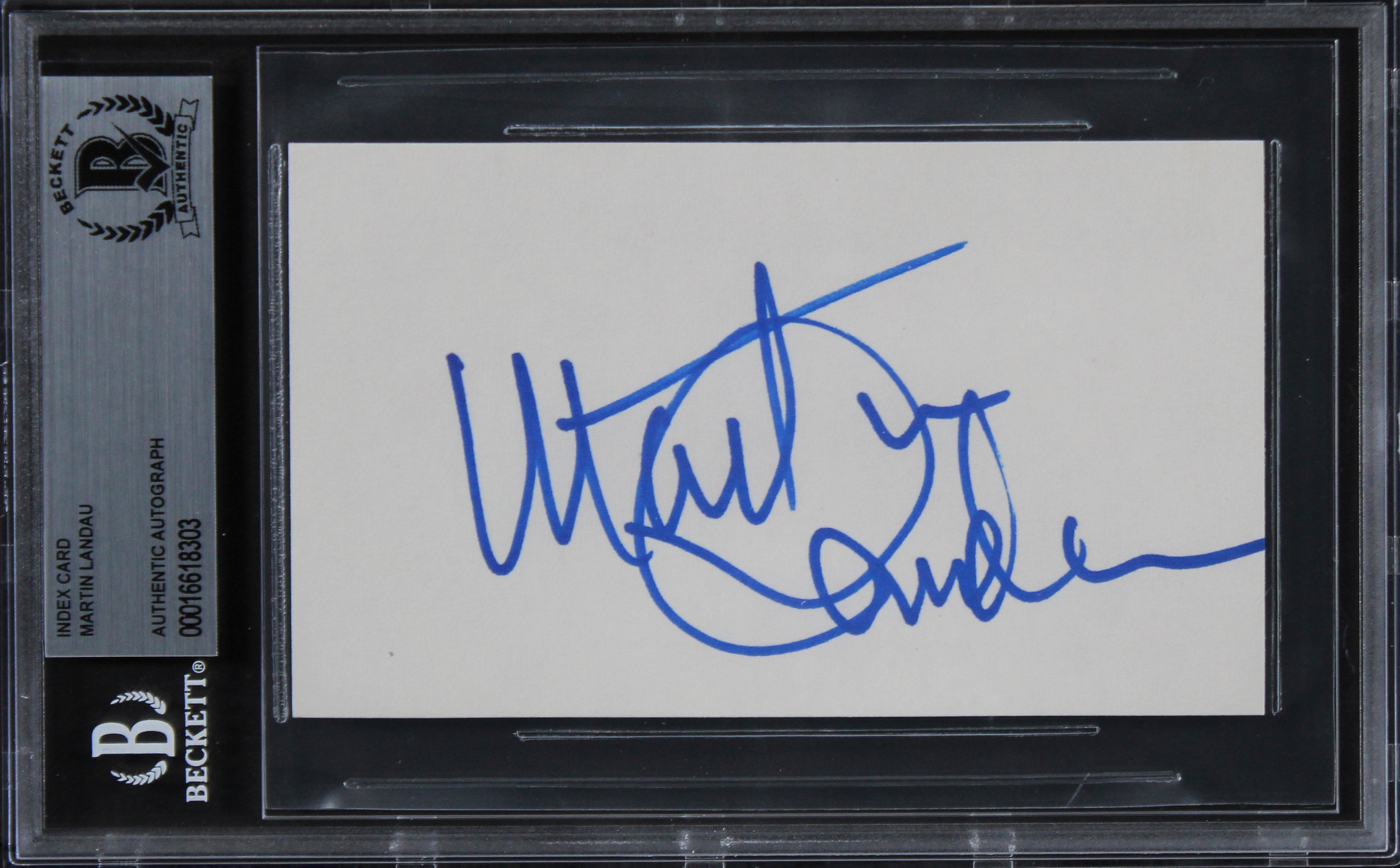 Martin Landau Mission: Impossible Authentic Signed 3x5 Index Card BAS Slabbed