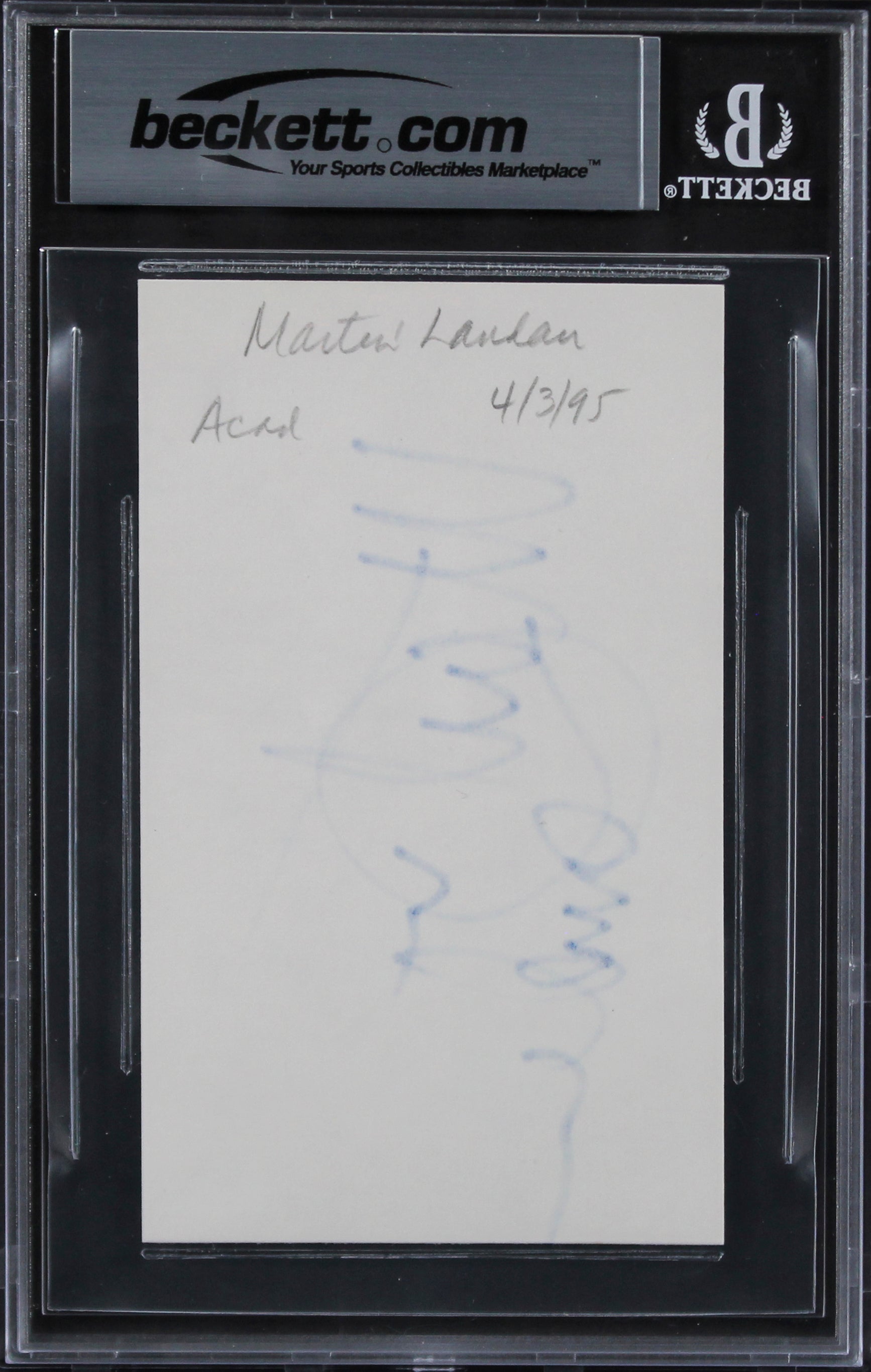 Martin Landau Mission: Impossible Authentic Signed 3x5 Index Card BAS Slabbed