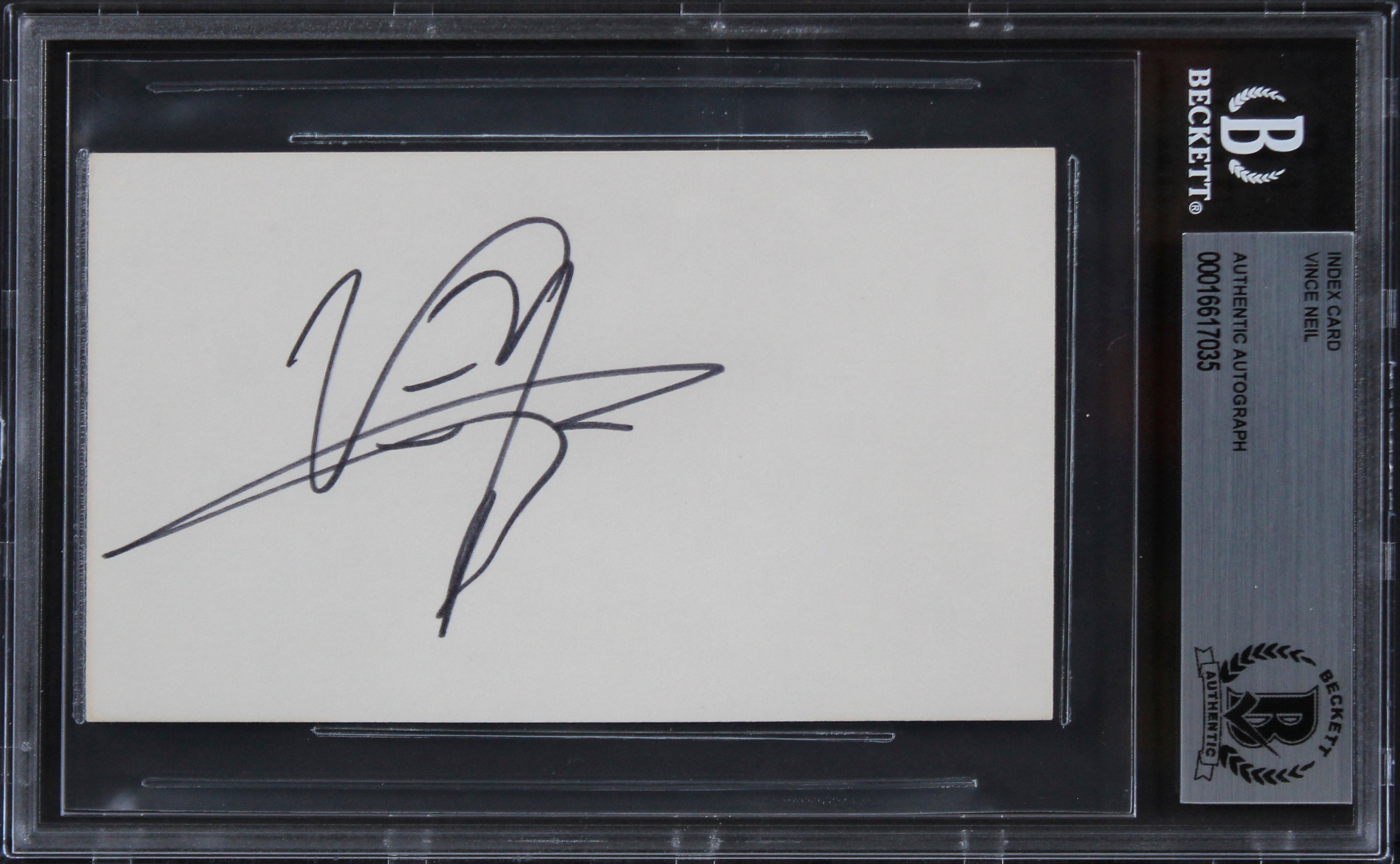 Vince Neil Motley Crue Authentic Signed 3x5 Index Card Autographed BAS Slabbed