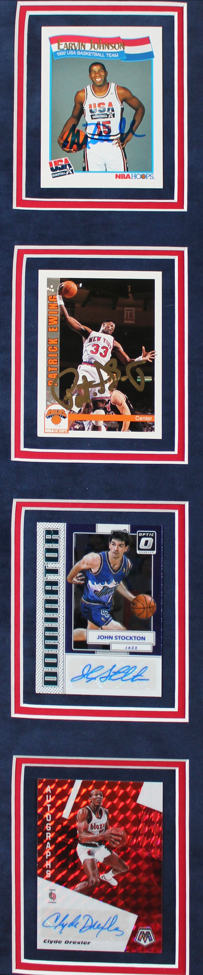 1992 Dream Team (13) Jordan, Johnson Signed & Framed Card Display BAS #AC33907