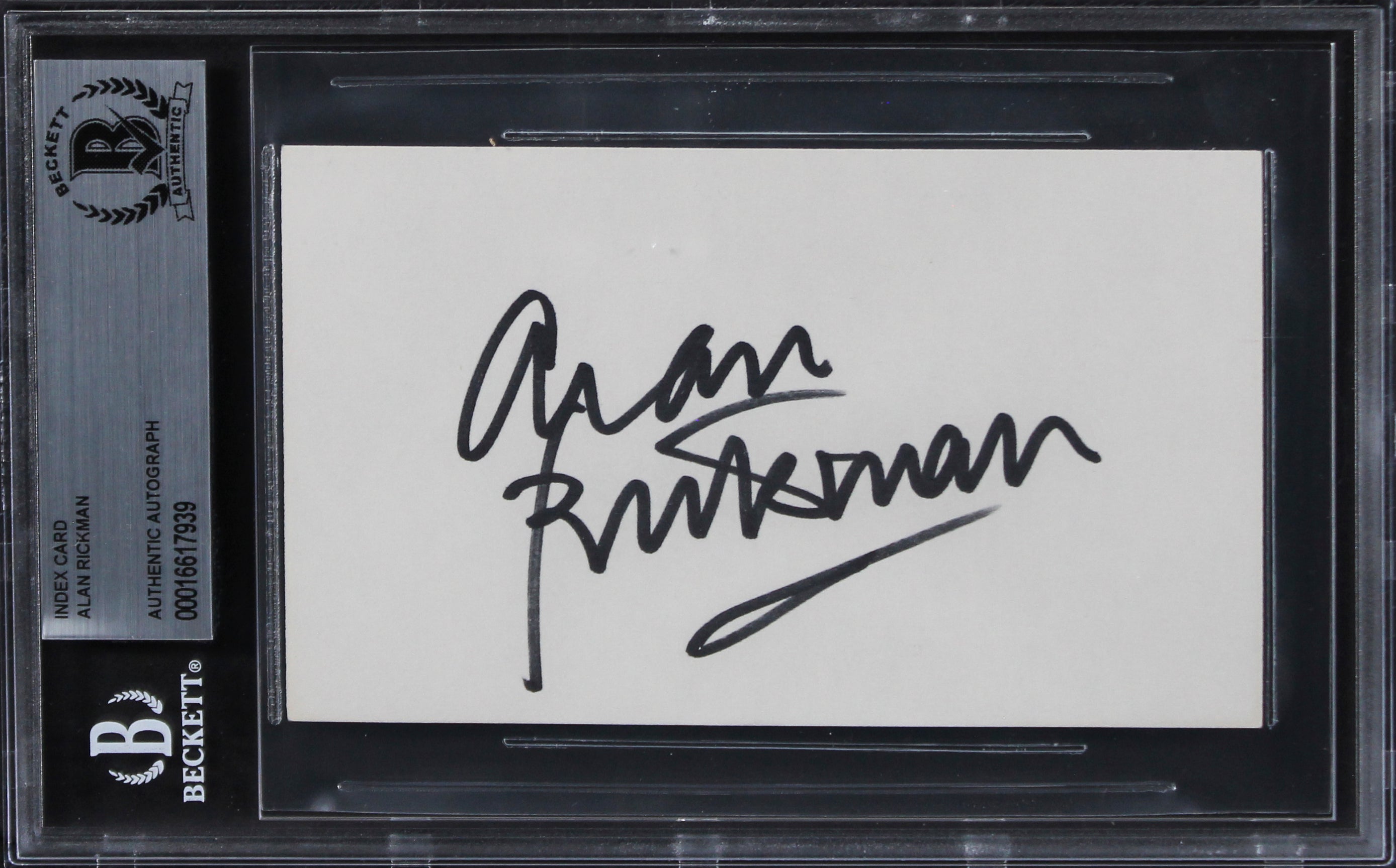 Alan Rickman Die Hard Authentic Signed 3x5 Index Card Autographed BAS Slabbed