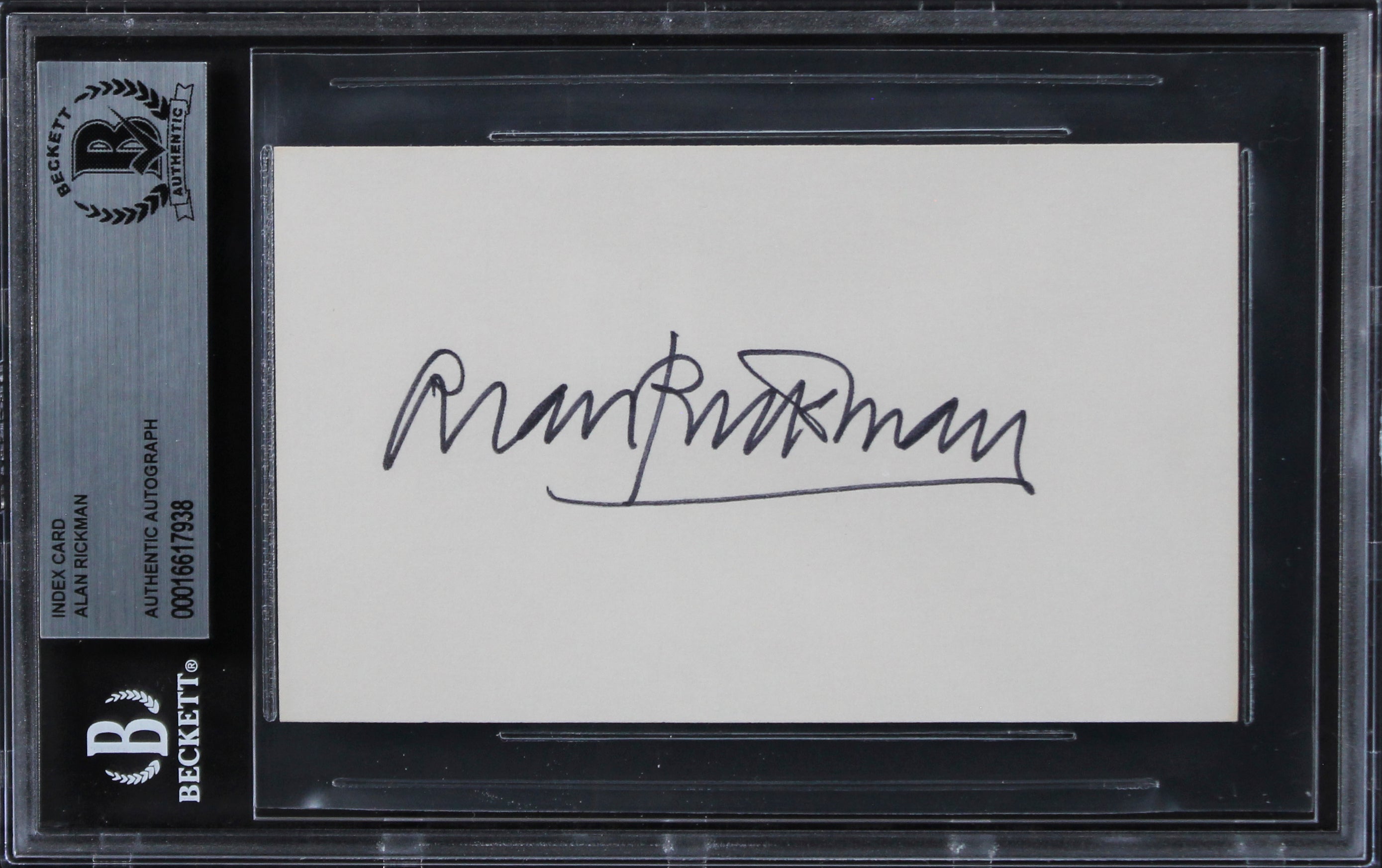 Alan Rickman Die Hard Authentic Signed 3x5 Index Card Autographed BAS Slabbed