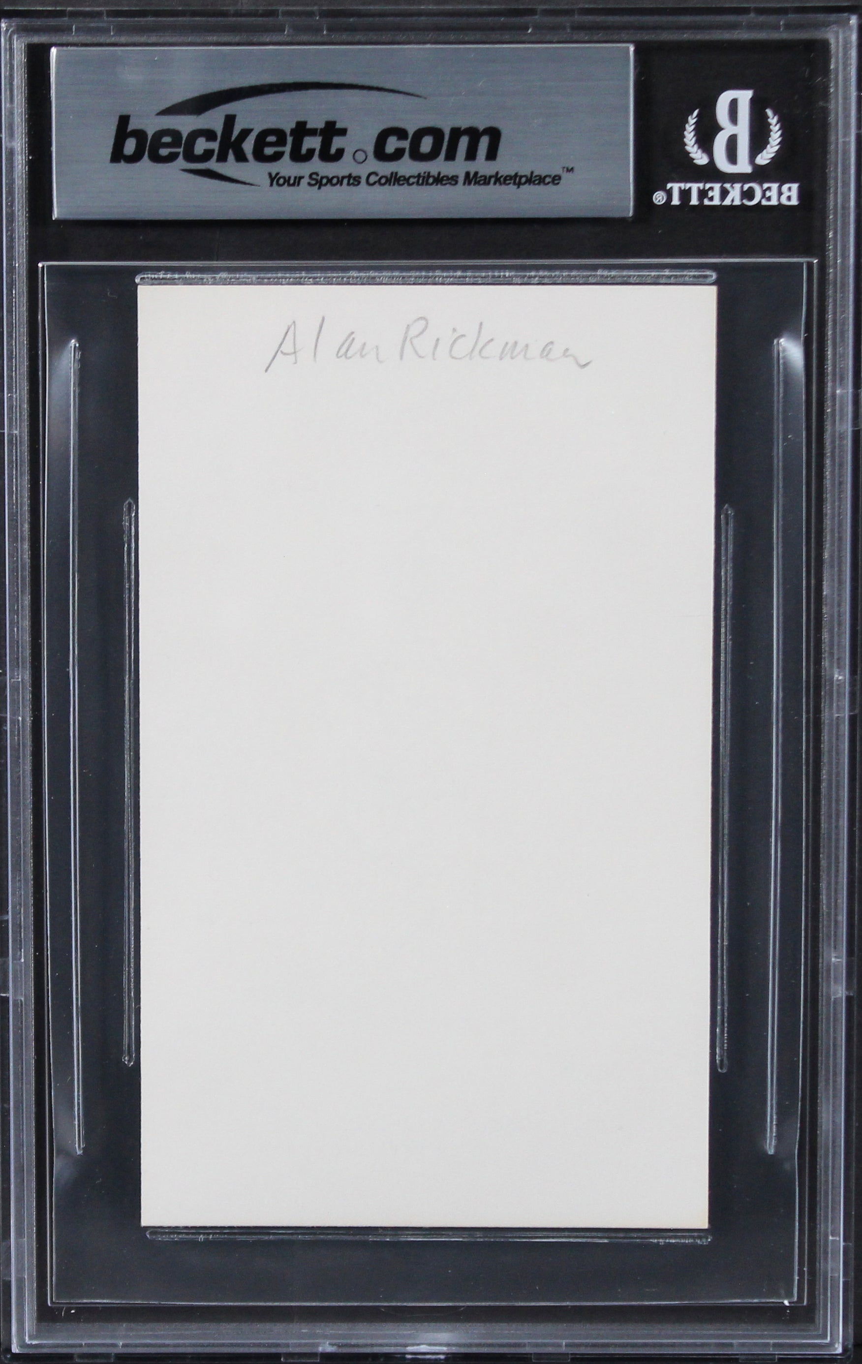 Alan Rickman Die Hard Authentic Signed 3x5 Index Card Autographed BAS Slabbed