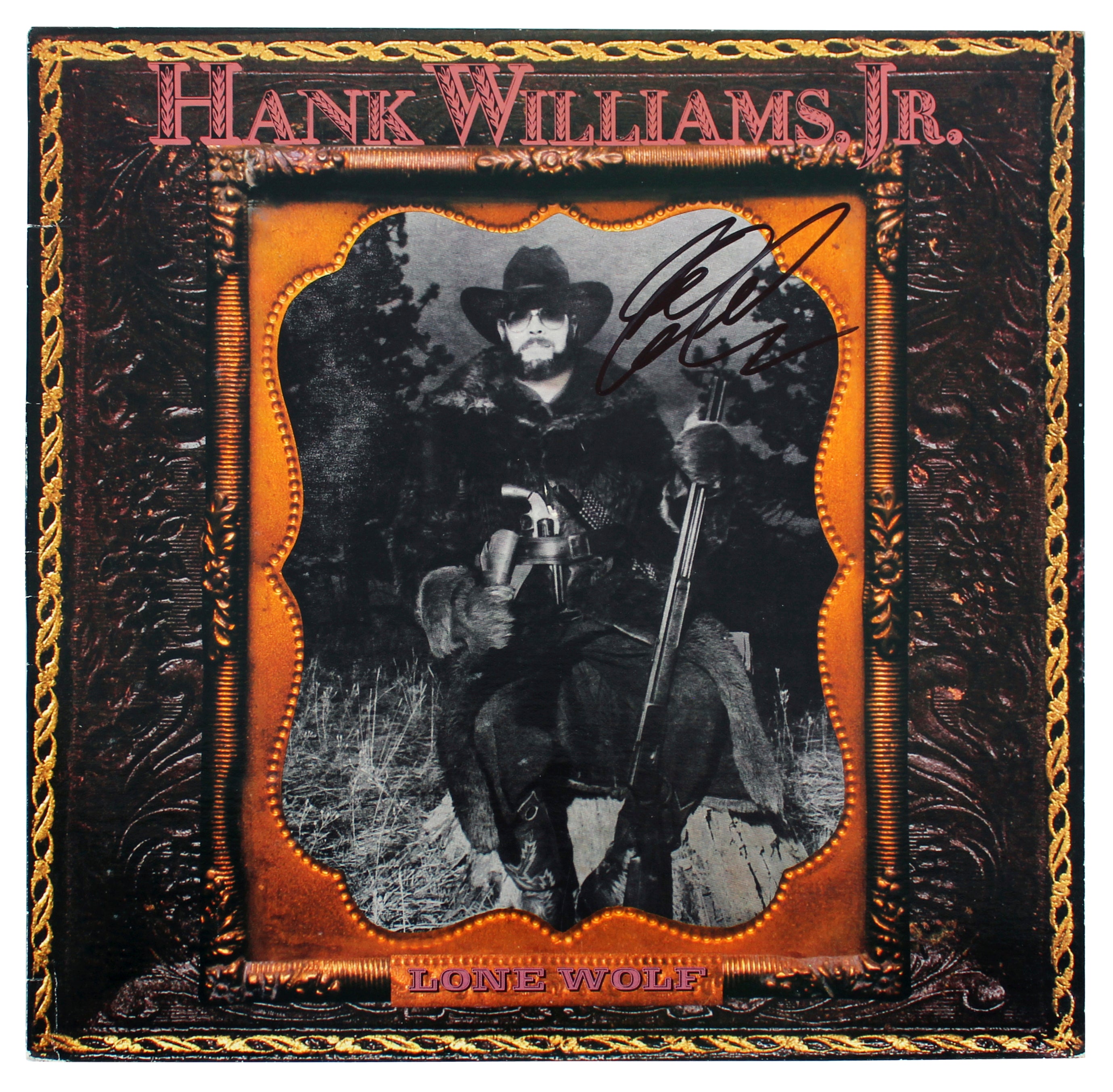 Hank Williams Jr. Authentic Signed Lone Wolf Album Cover BAS #BH027837