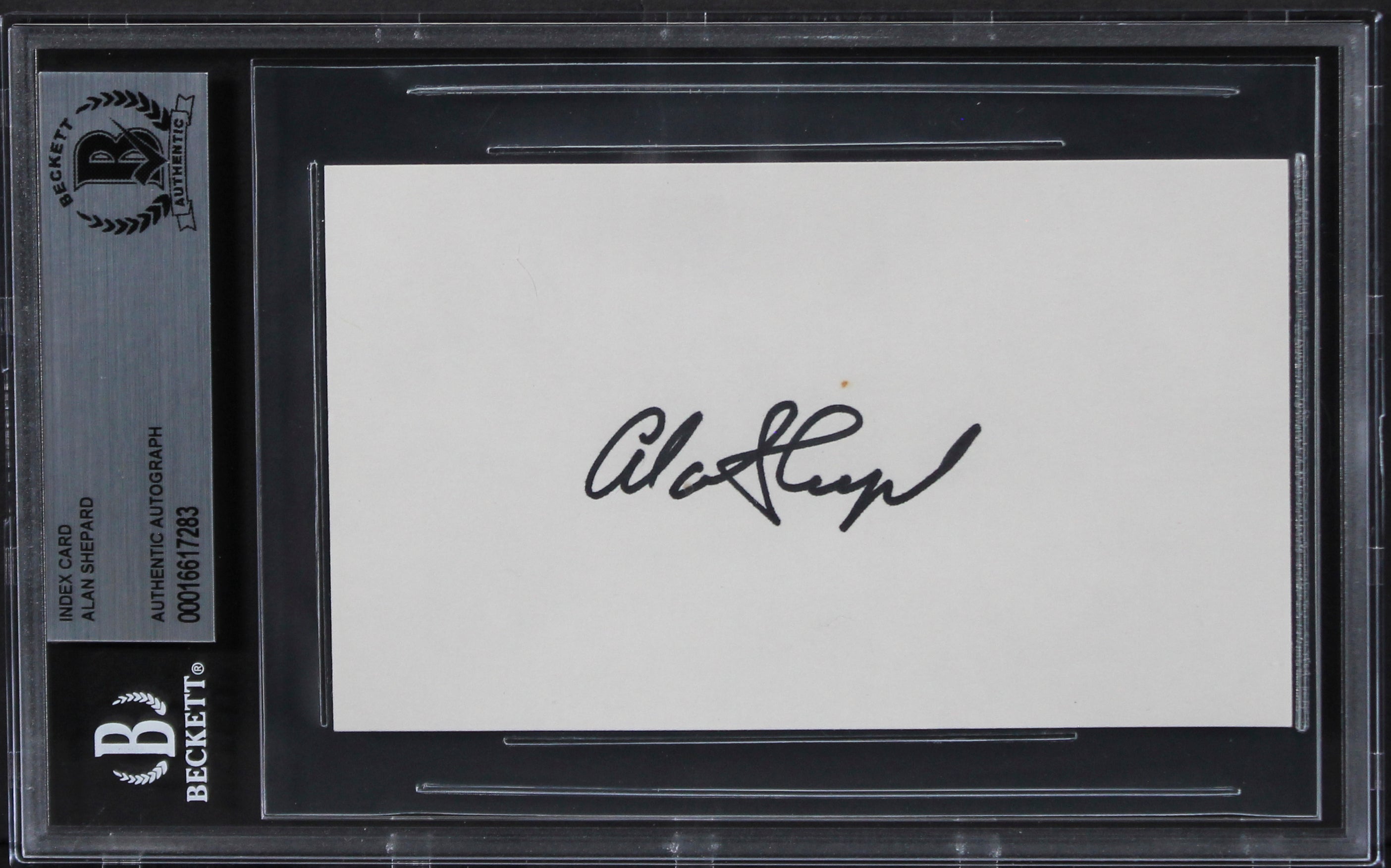 Alan Shepard NASA Authentic Signed 3x5 Index Card Autographed BAS Slabbed