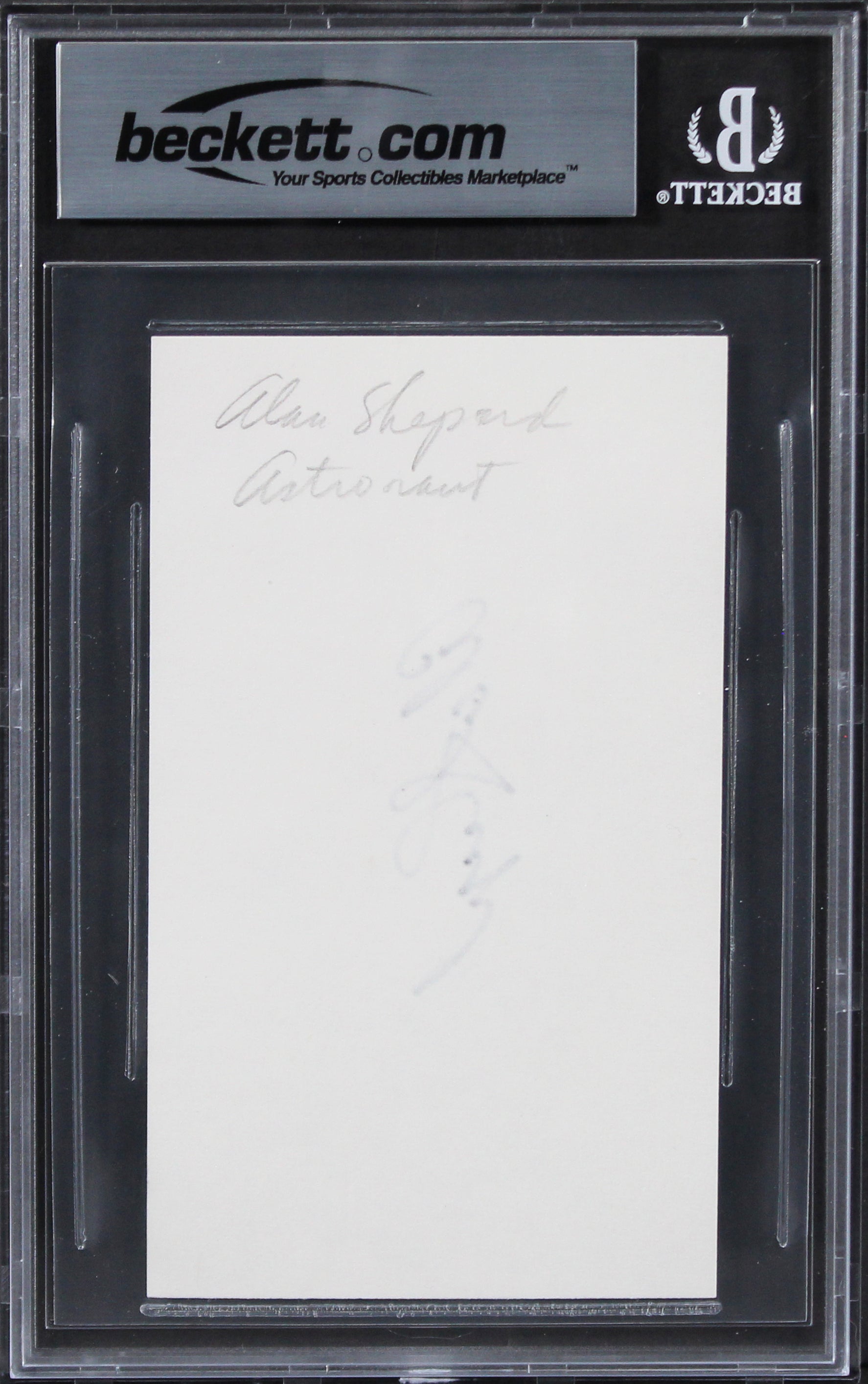 Alan Shepard NASA Authentic Signed 3x5 Index Card Autographed BAS Slabbed