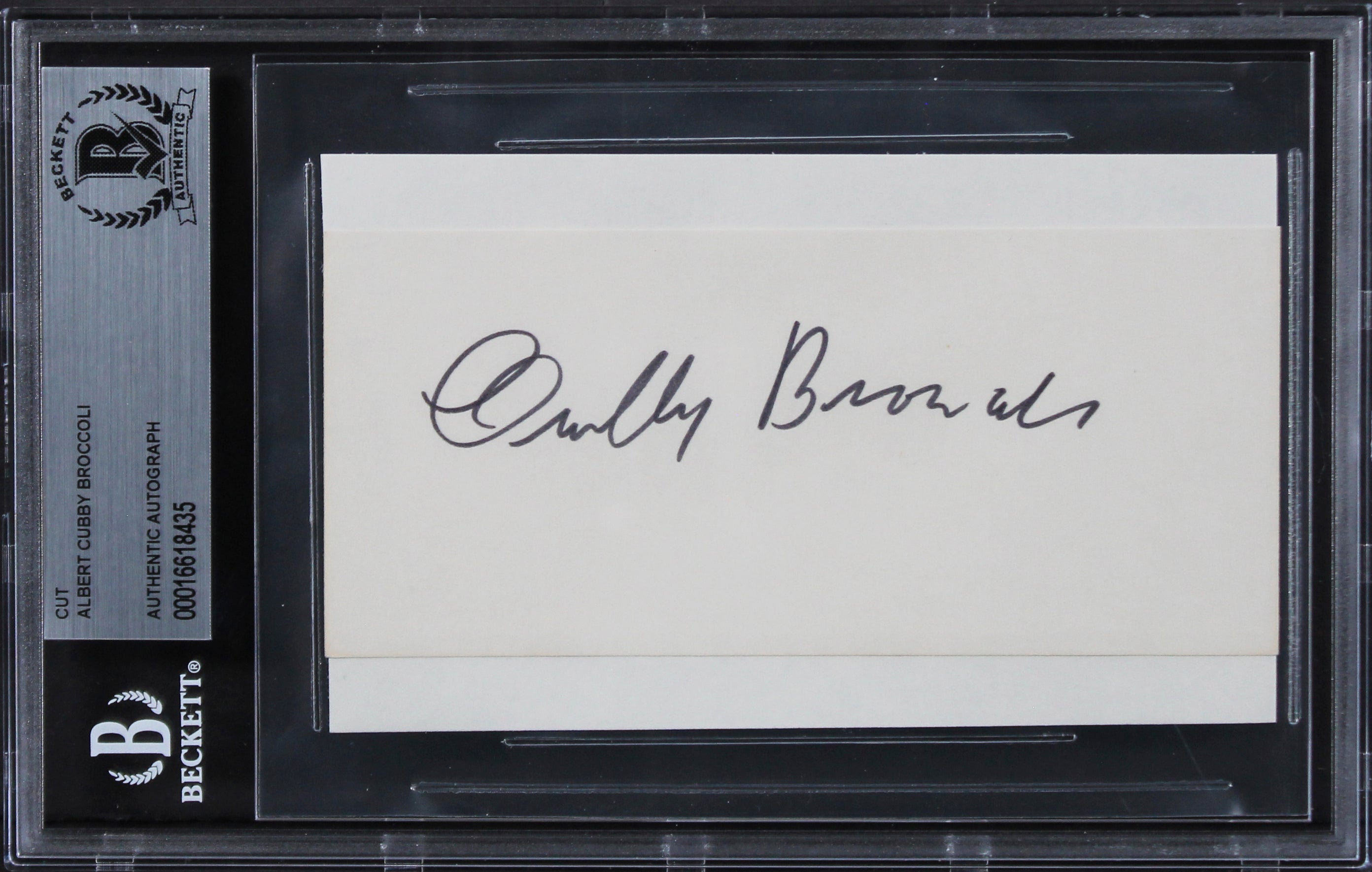 Albert Cubby Broccoli Dr. No Authentic Signed 2.25x5 Cut Signature BAS Slabbed