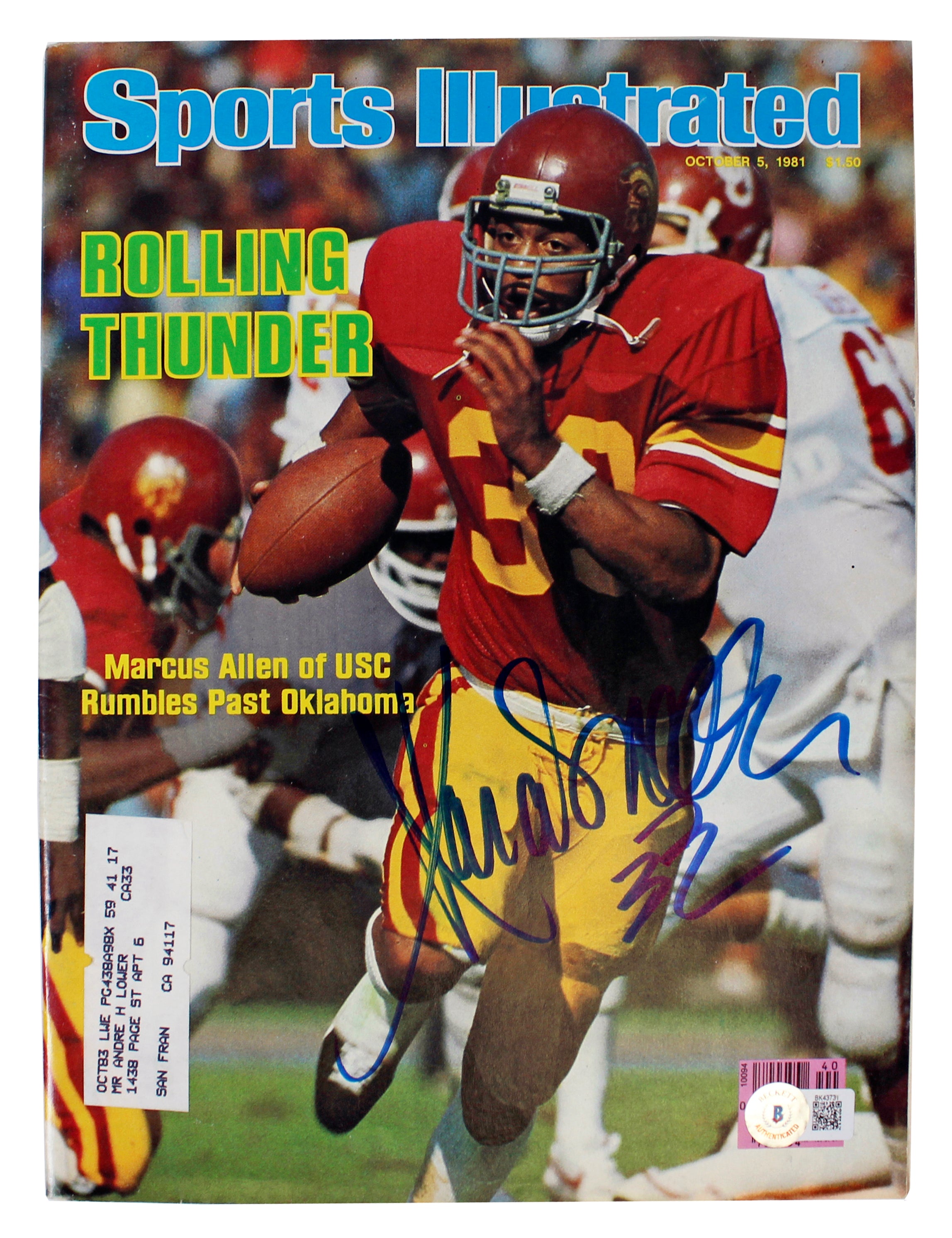 USC Marcus Allen Signed October 5, 1981 Sports Illustrated Magazine BAS #BK43731