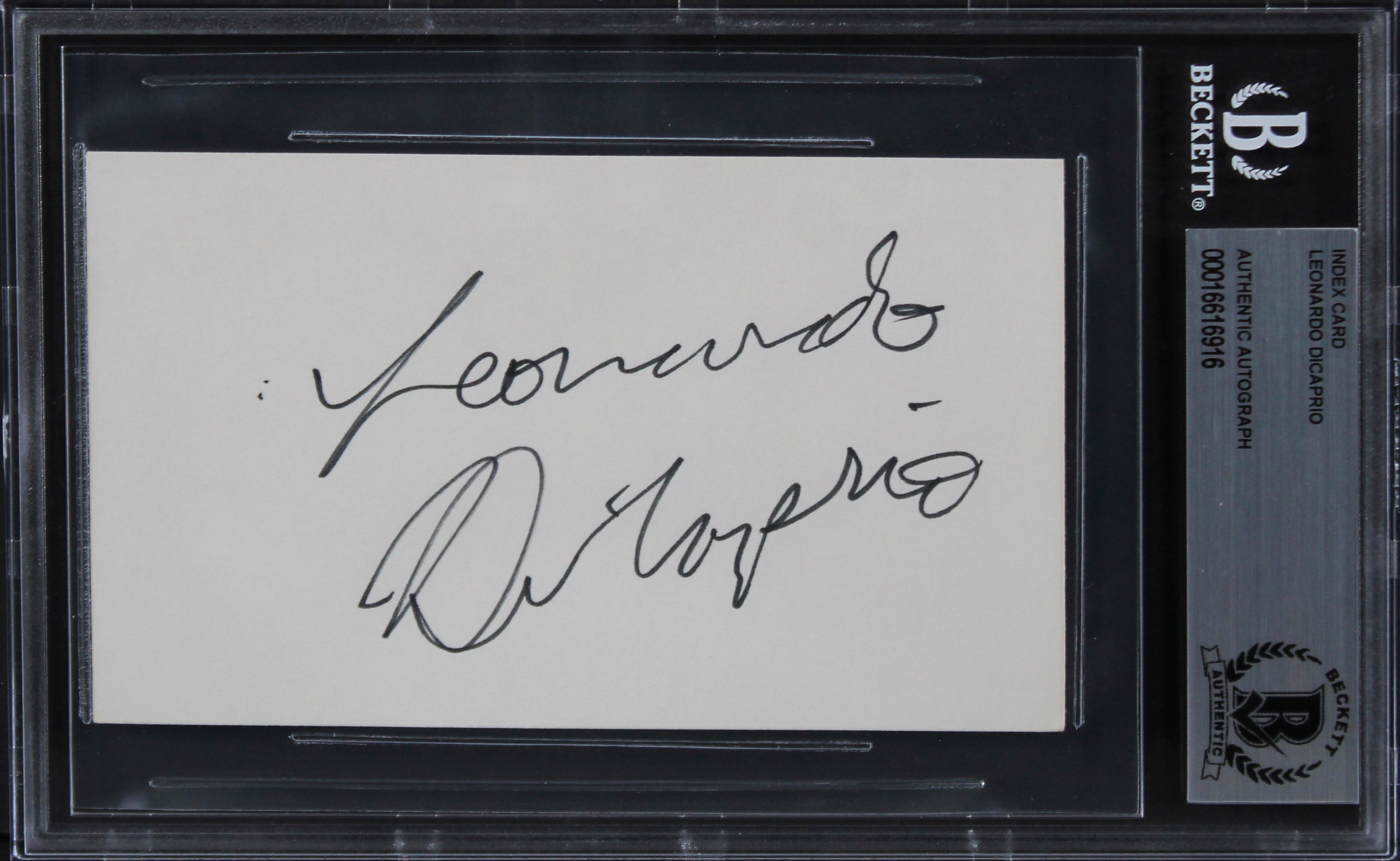 Leonardo DiCaprio Titanic Authentic Signed 3x5 Index Card BAS Slabbed