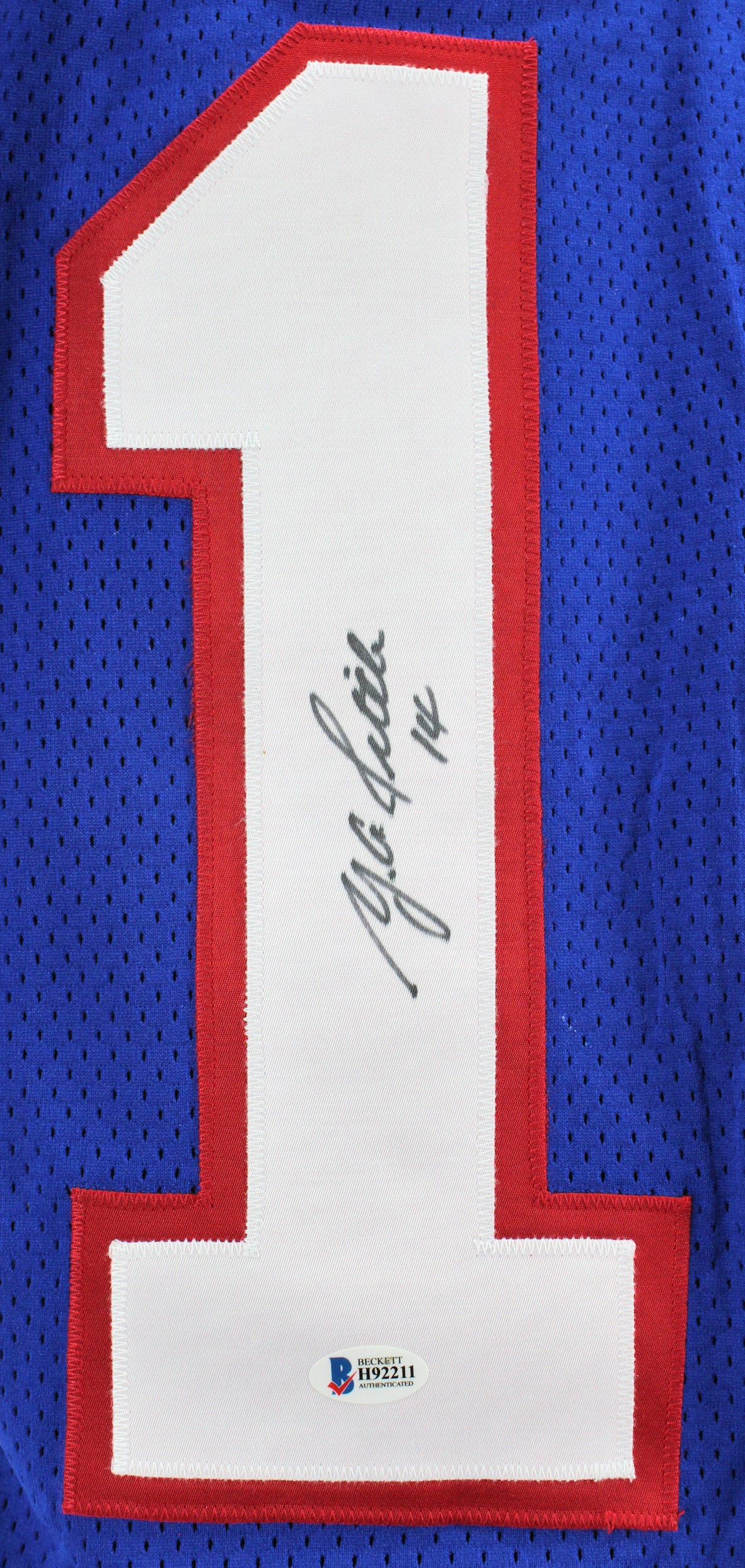 Giants Y.A. Tittle Authentic Signed Blue Wilson Authentic Jersey BAS #H92211