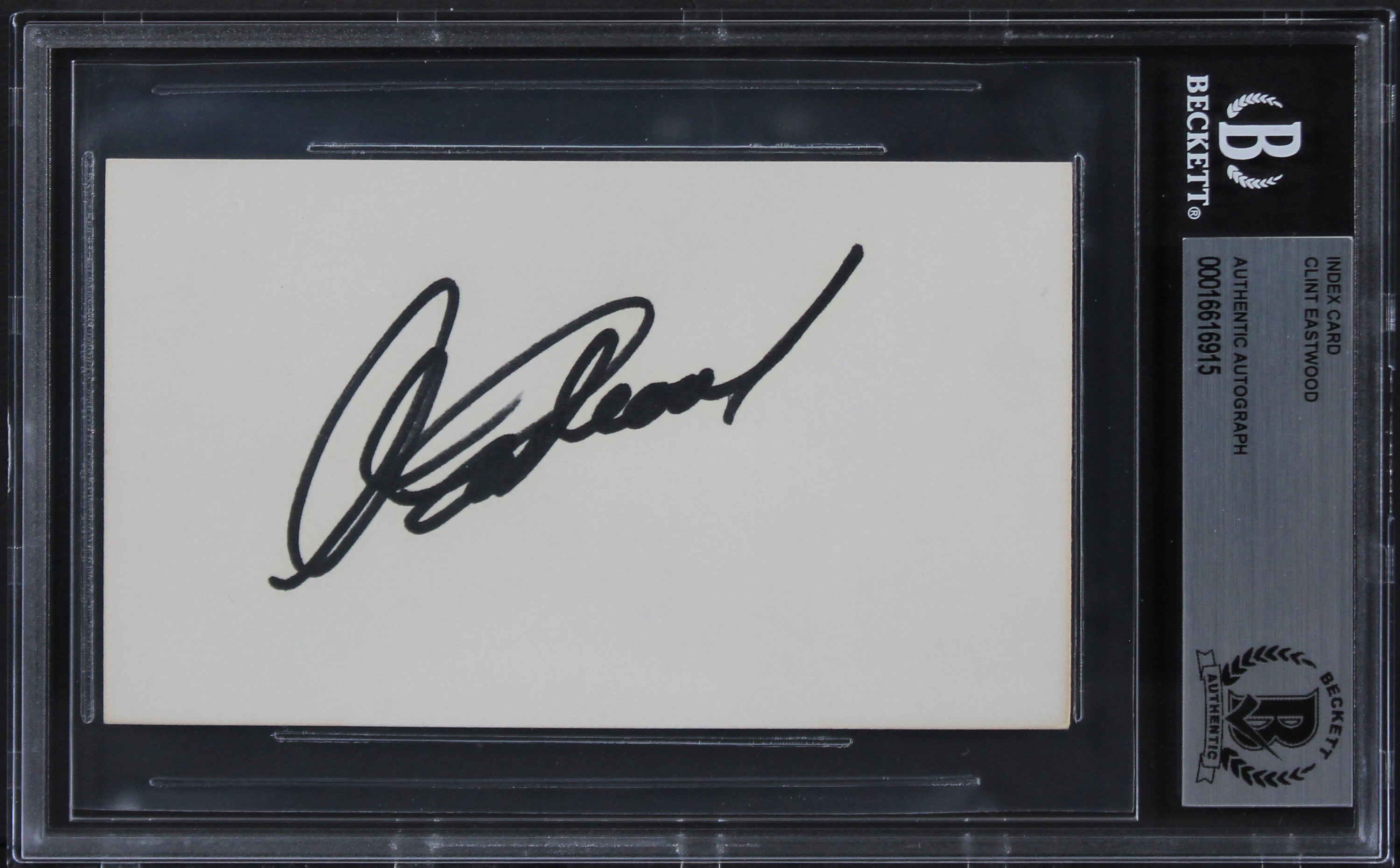 Clint Eastwood The Good, the Bad and the Ugly Signed 3x5 Index Card BAS Slabbed