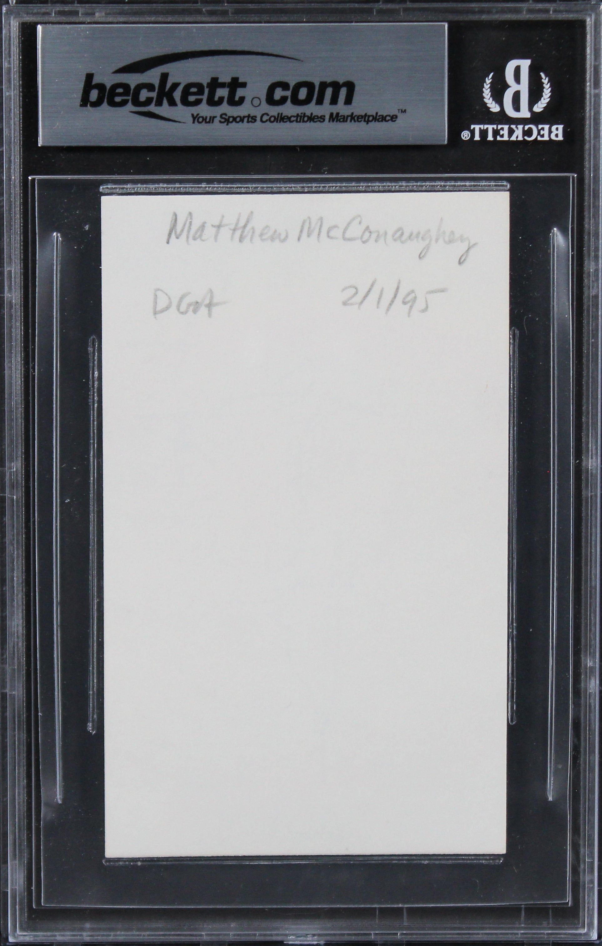 Matthew McConaughey Interstellar Authentic Signed 3x5 Index Card BAS Slabbed