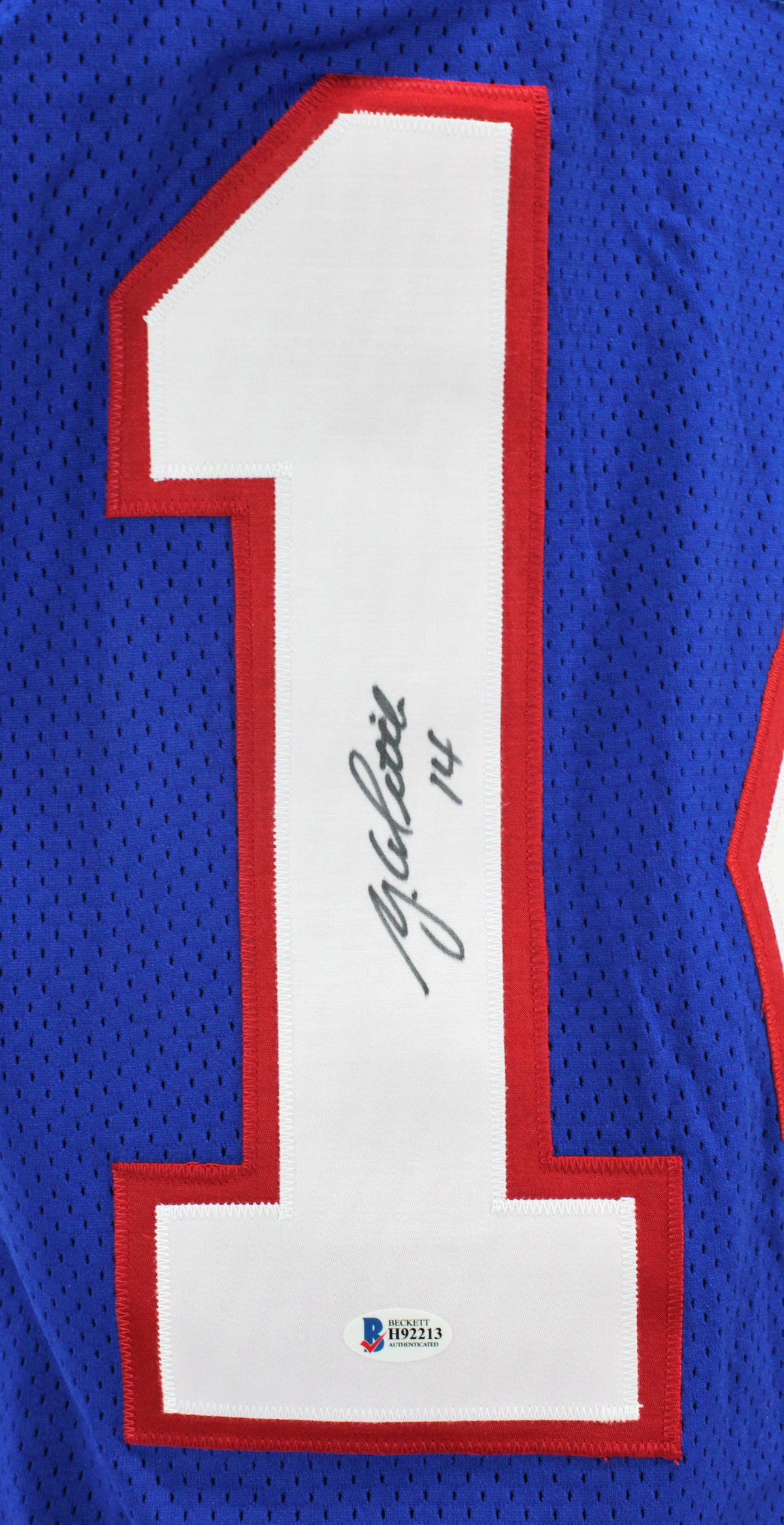 Giants Y.A. Tittle Authentic Signed Blue Wilson Authentic Jersey BAS #H92213