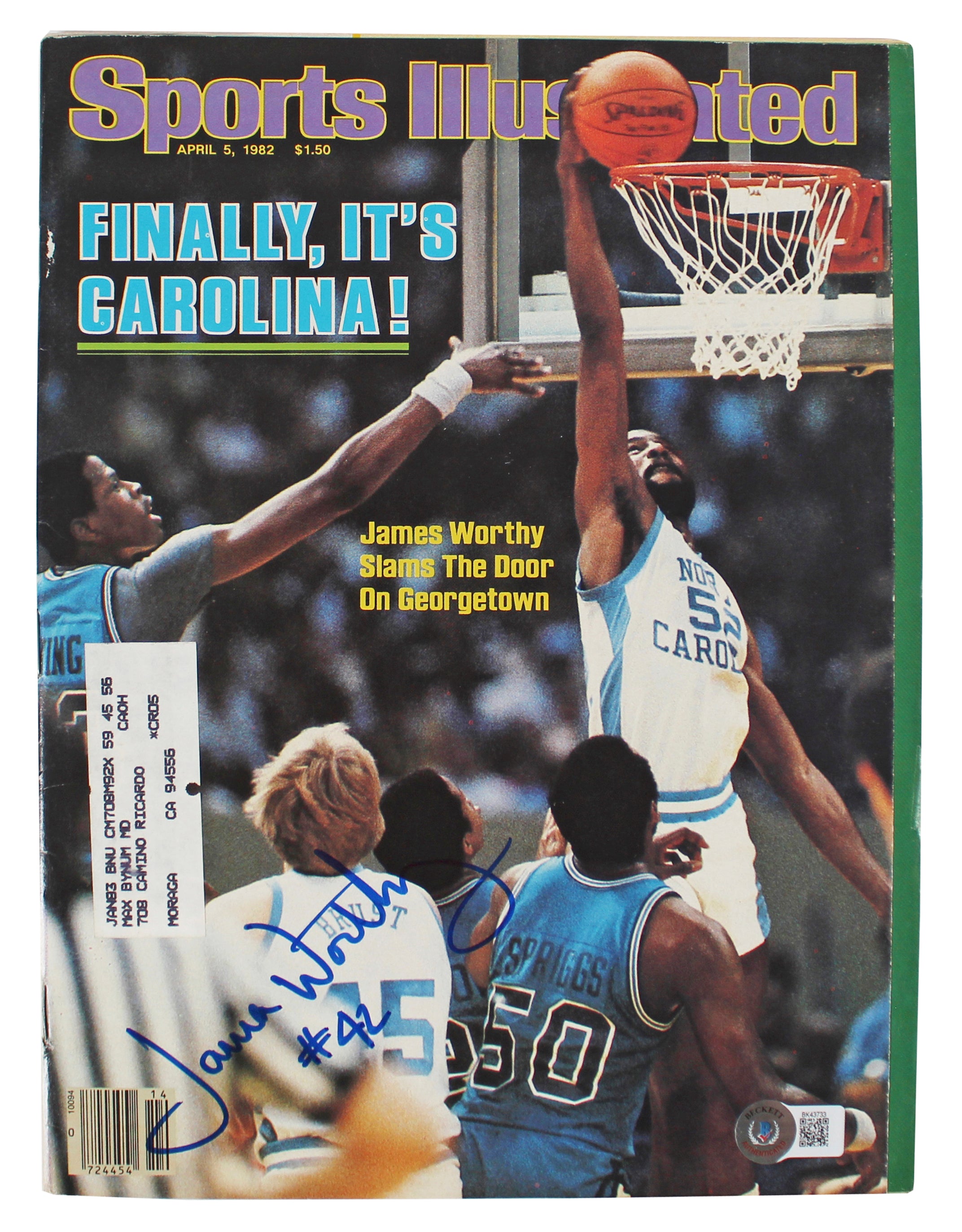 Lakers James Worthy Signed April 1982 Sports Illustrated Magazine BAS #BK43733