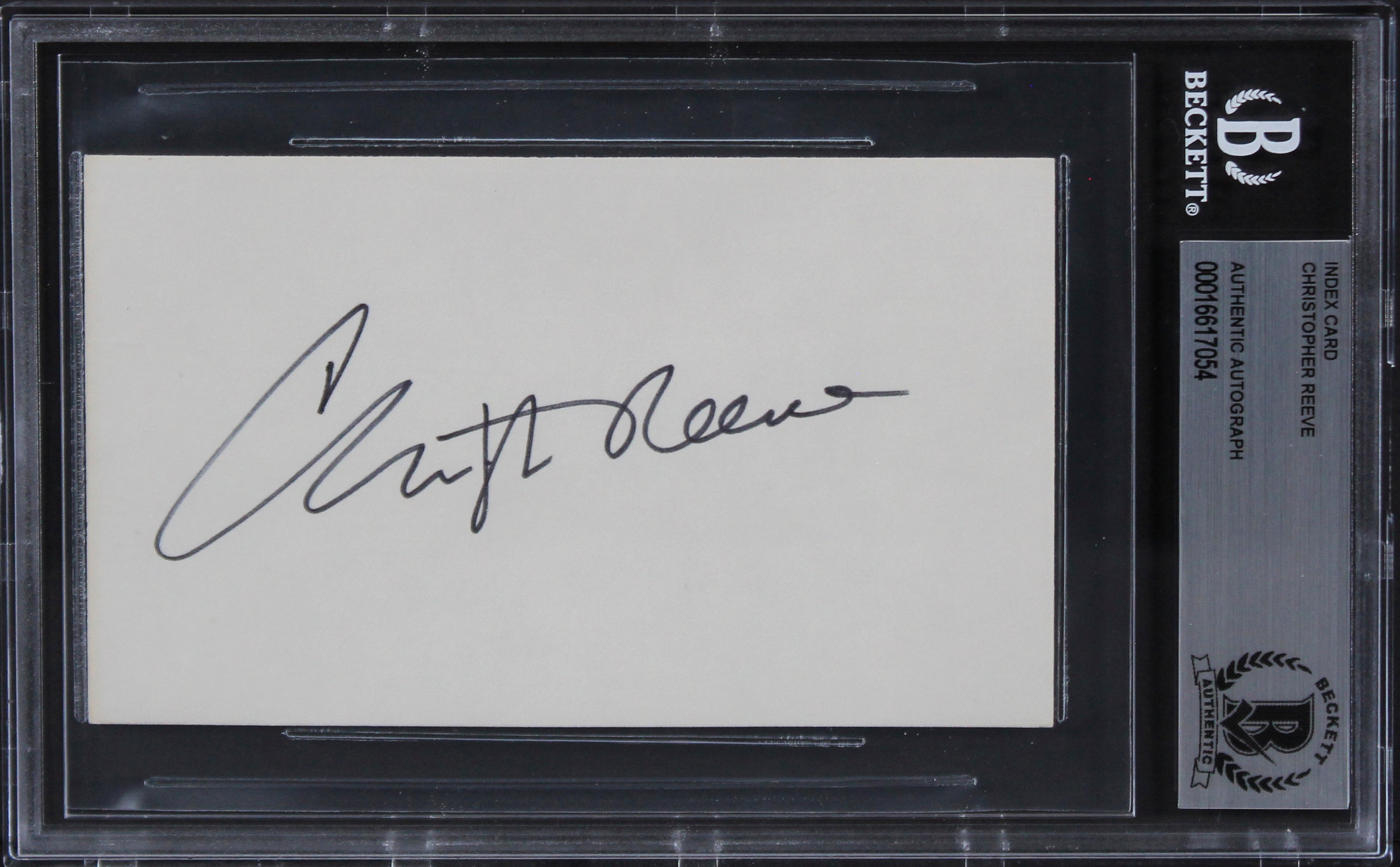 Christopher Reeve Superman Authentic Signed 3x5 Index Card BAS Slabbed 4