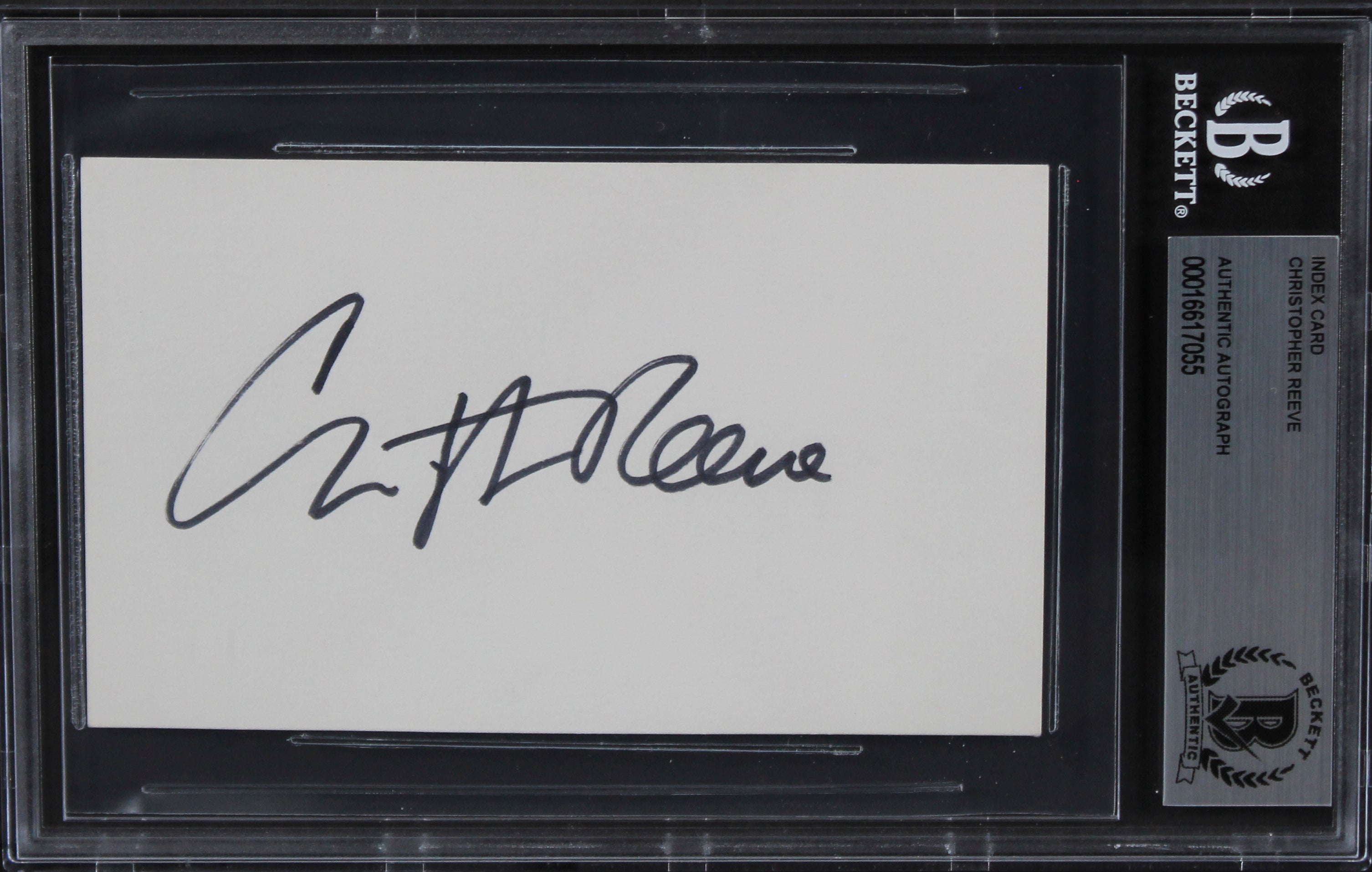 Christopher Reeve Superman Authentic Signed 3x5 Index Card BAS Slabbed 5