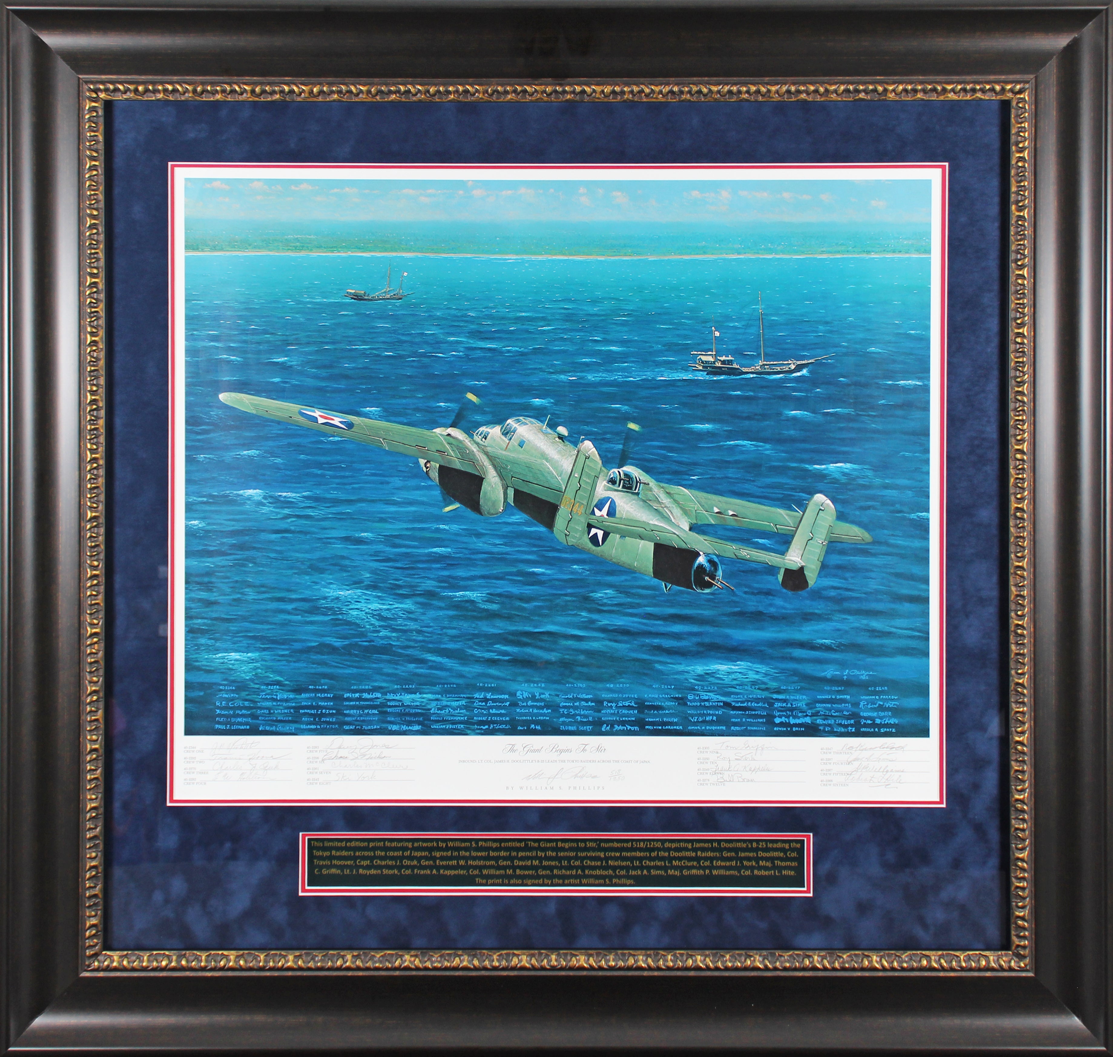 Doolittle Raiders (17) Signed & Framed 23.5x29.25 Lithograph LE #518/1250 BAS