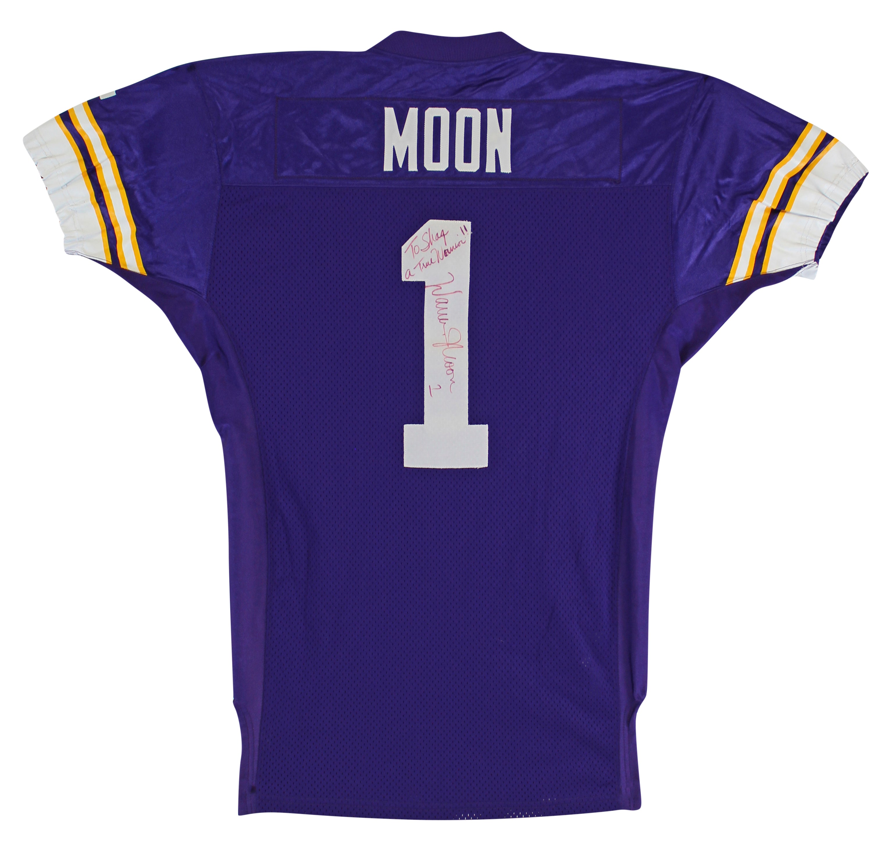 Vikings Warren Moon Signed Game Worn Purple Starter Proline Jersey BAS & SIA LOA