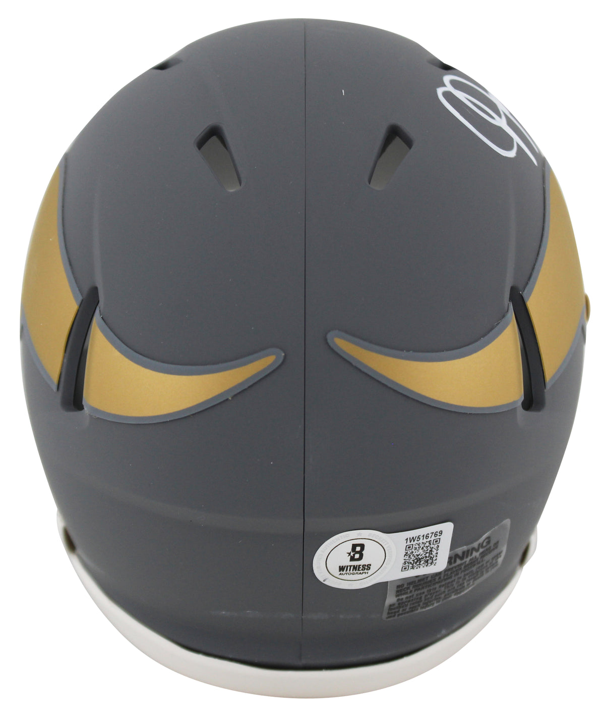 Vikings Justin Jefferson Signed Slate Speed Mini Helmet W/ Case BAS Witnessed