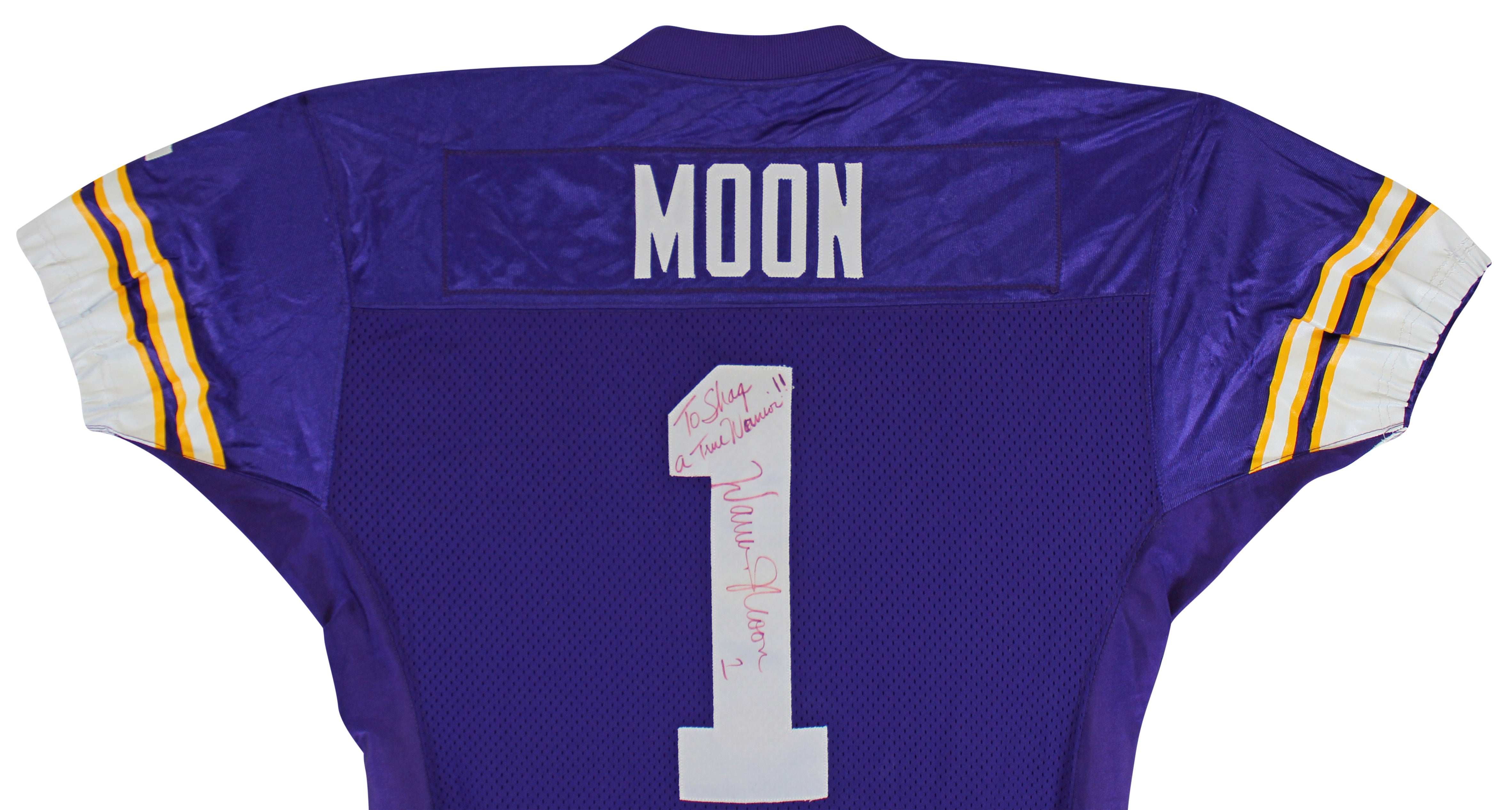 Vikings Warren Moon Signed Game Worn Purple Starter Proline Jersey BAS & SIA LOA