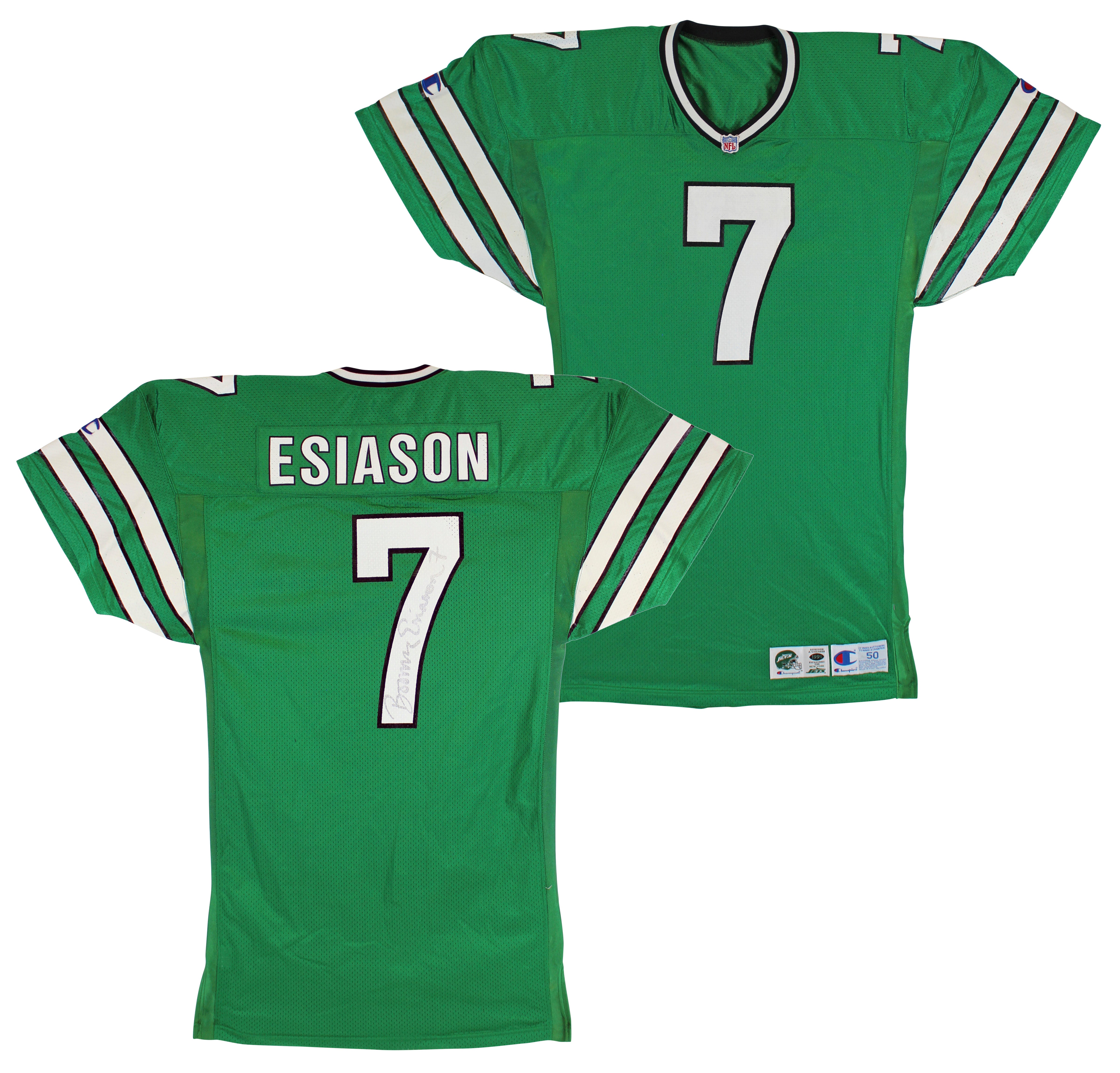 Jets Boomer Esiason Signed 1994 Game Issued/Worn Champion Jersey BAS #X71277