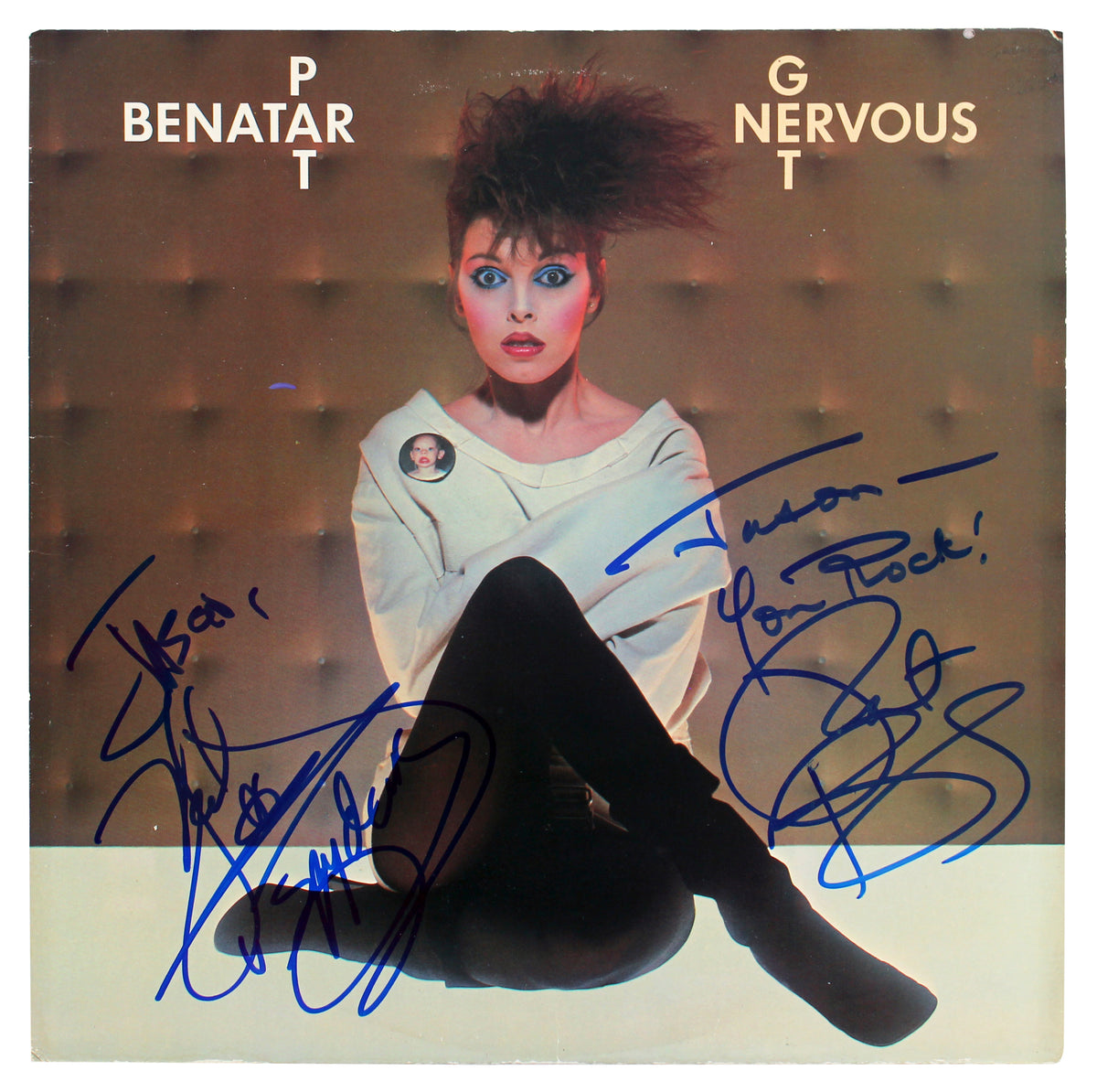 Pat Benatar & Neal Giraldo Signed Get Nervous Album Cover BAS #BH027839