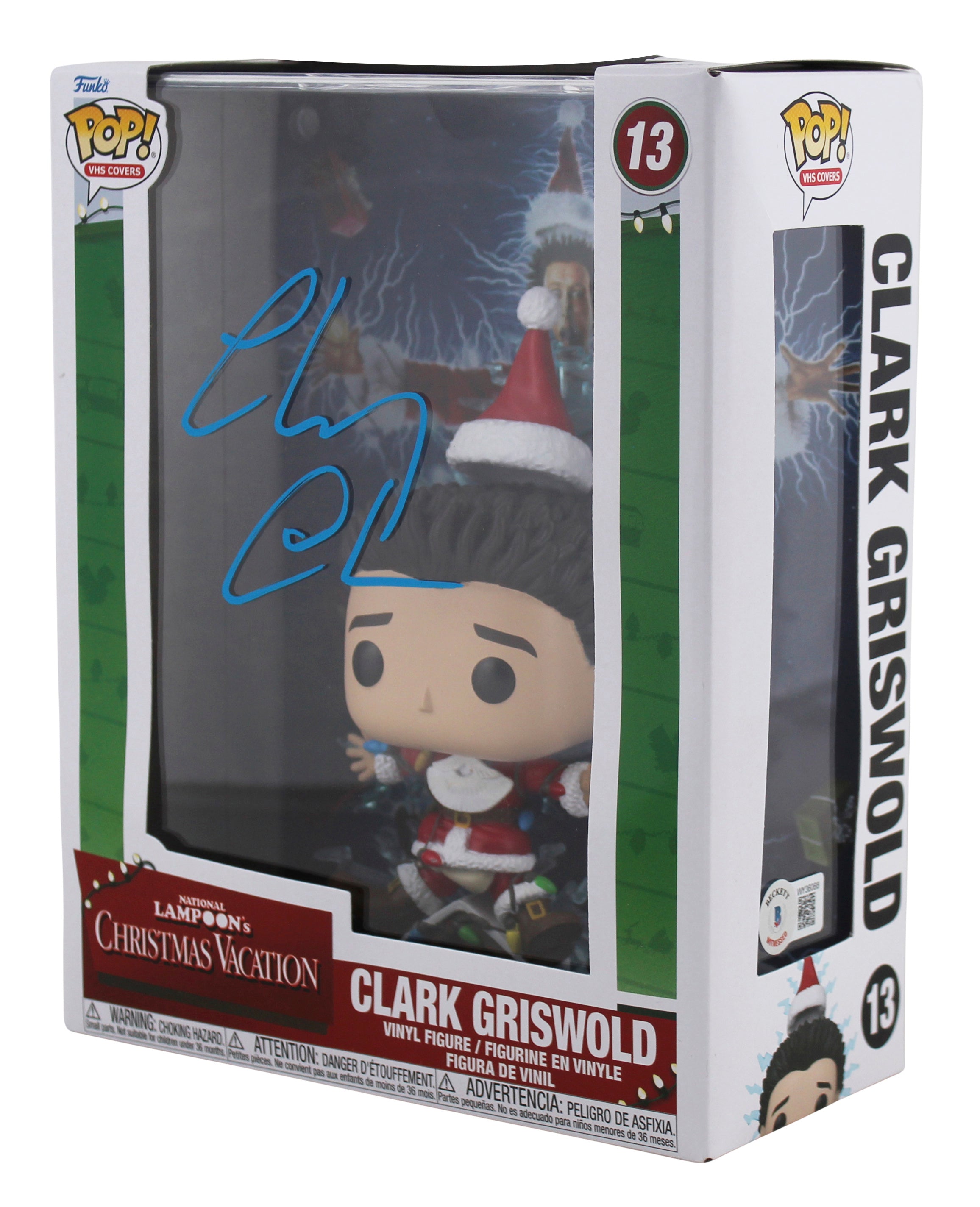 Chevy Chase Christmas Vacation Signed VHS Covers Funko Pop Vinyl Figure BAS Wit