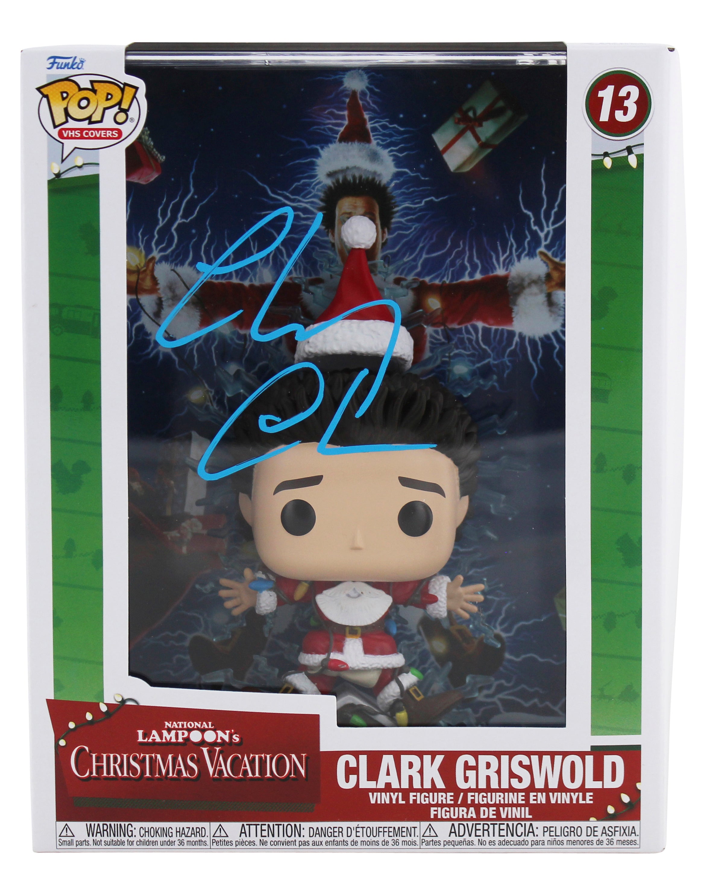 Chevy Chase Christmas Vacation Signed VHS Covers Funko Pop Vinyl Figure BAS Wit