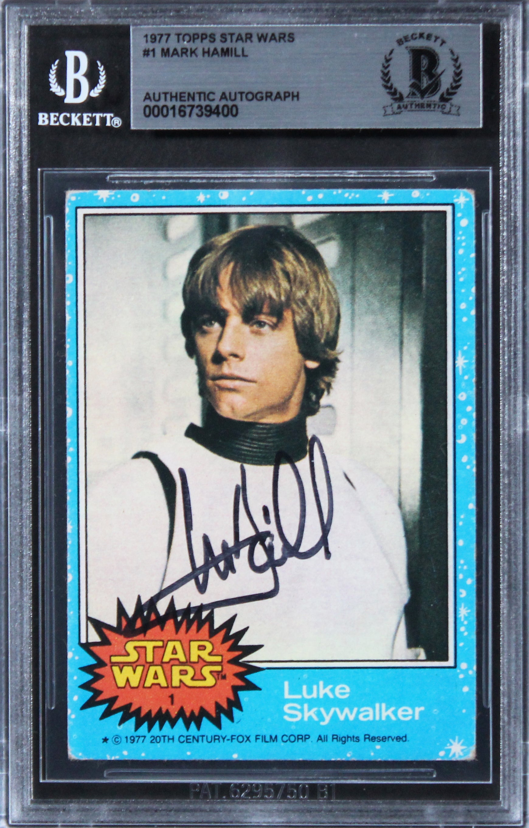 Mark Hamill Star Wars Authentic Signed 1977 Star Wars #1 Card BAS Slabbed 5