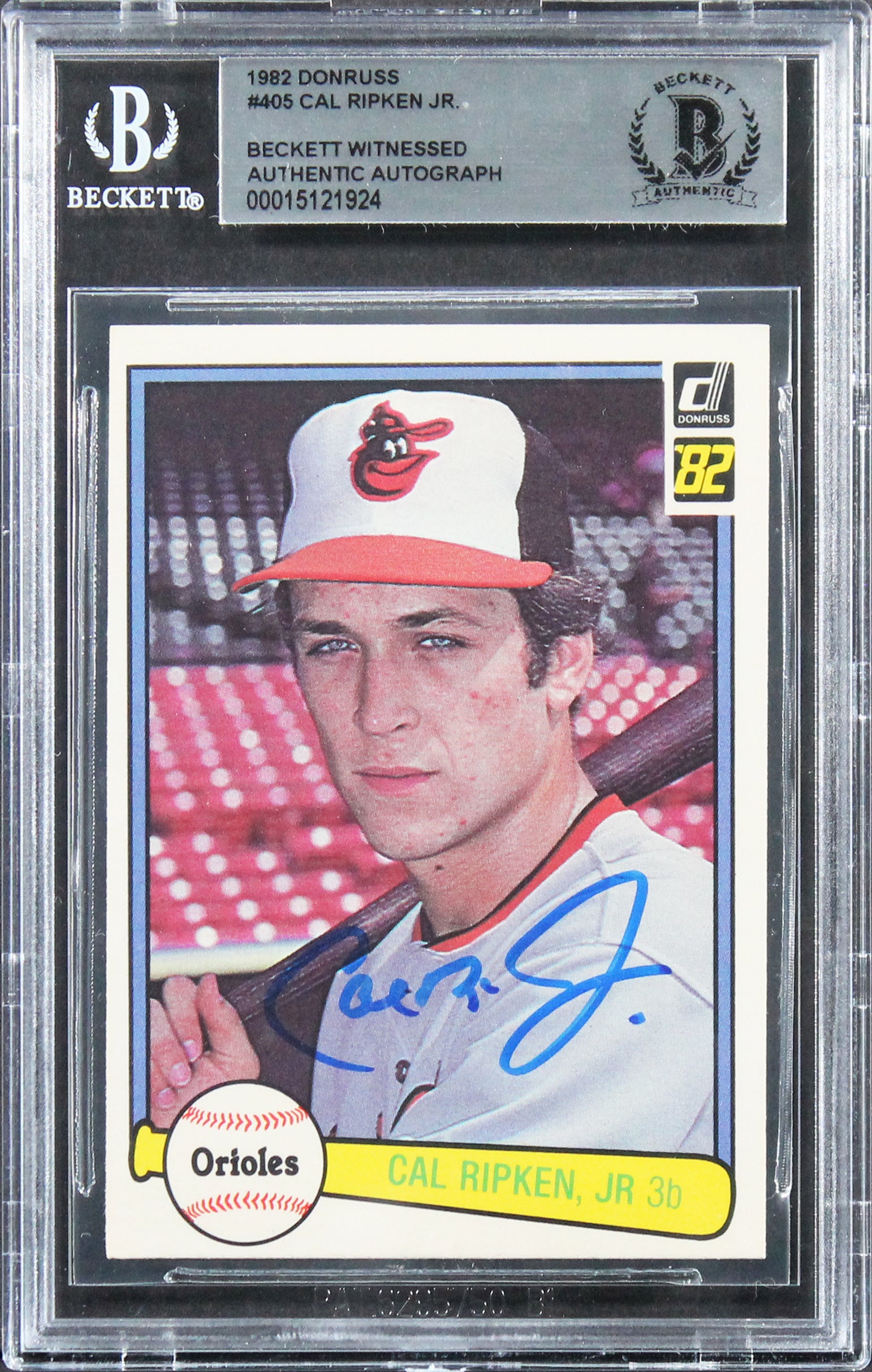 Orioles Cal Ripken Jr. Authentic Signed 1982 Donruss #405 RC Card BAS Slabbed