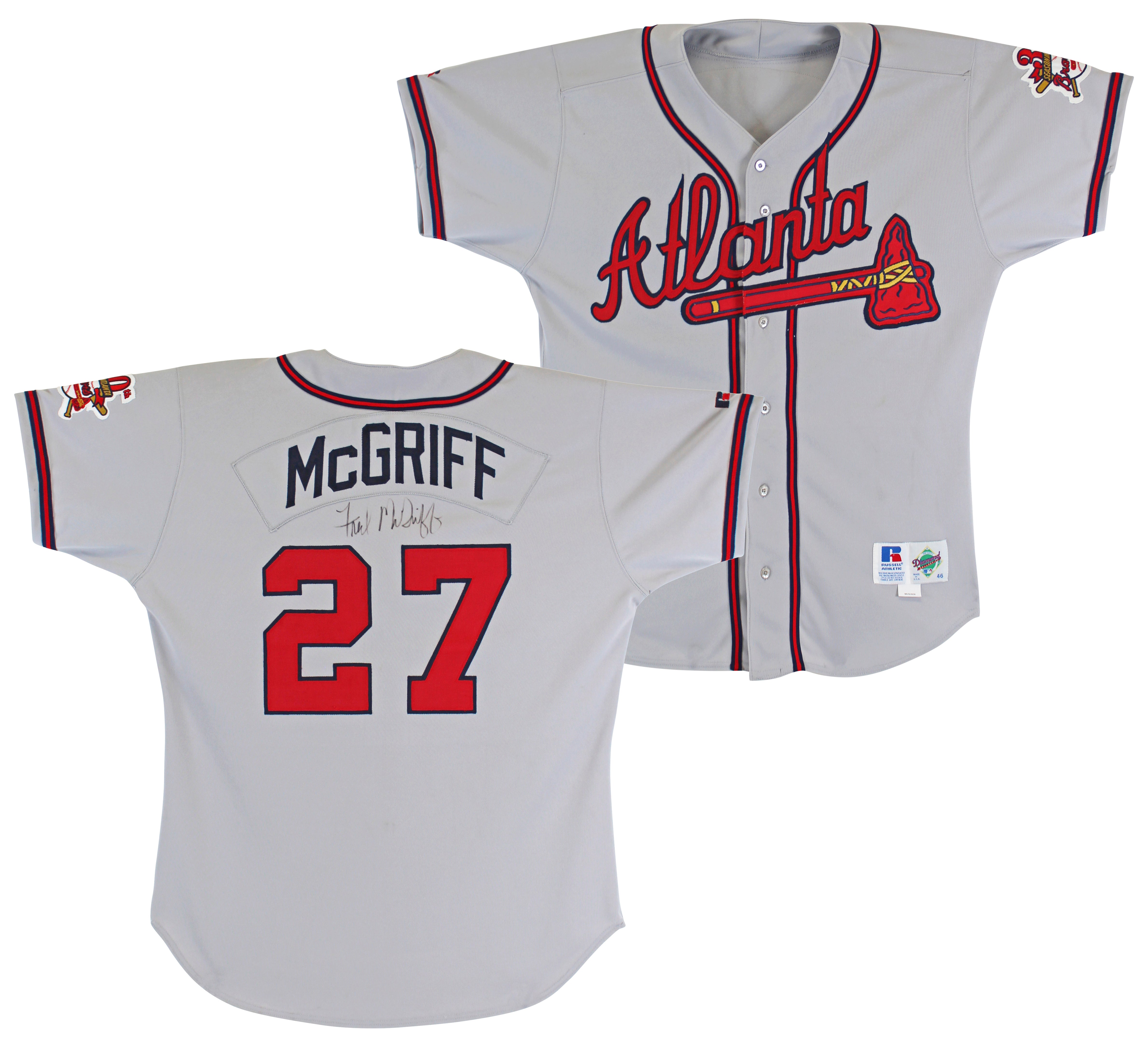 Braves Fred McGriff Signed 1995 Game Worn Grey Russell Athletic Jersey BAS