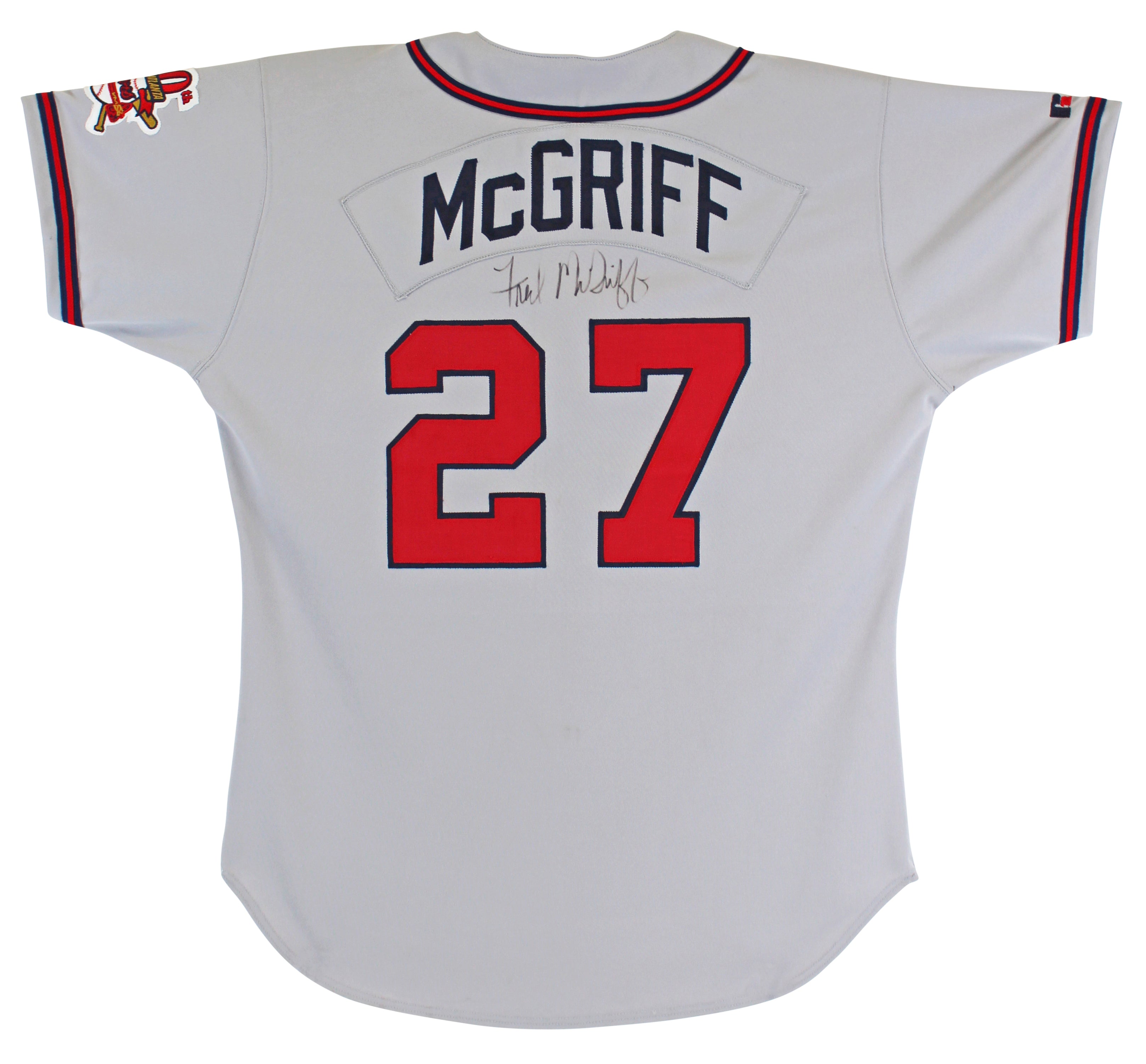 Braves Fred McGriff Signed 1995 Game Worn Grey Russell Athletic Jersey BAS