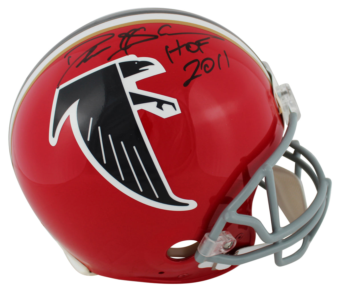 Falcons Deion Sanders "HOF 2011" Signed 66-69 Red TB F/S Proline Helmet BAS Wit