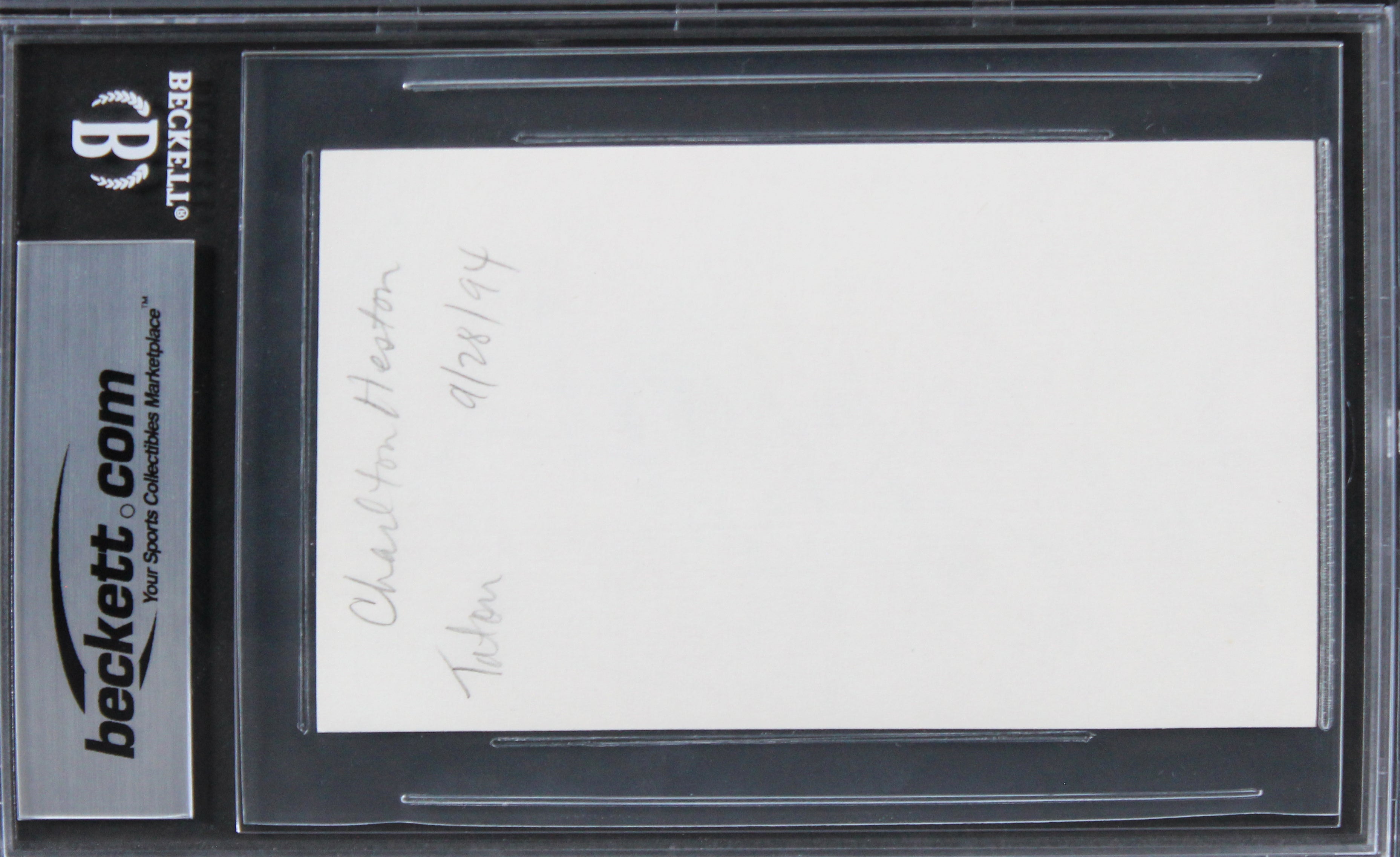 Charlton Heston Ben-Hur Authentic Signed 3x5 Index Card BAS Slabbed 5