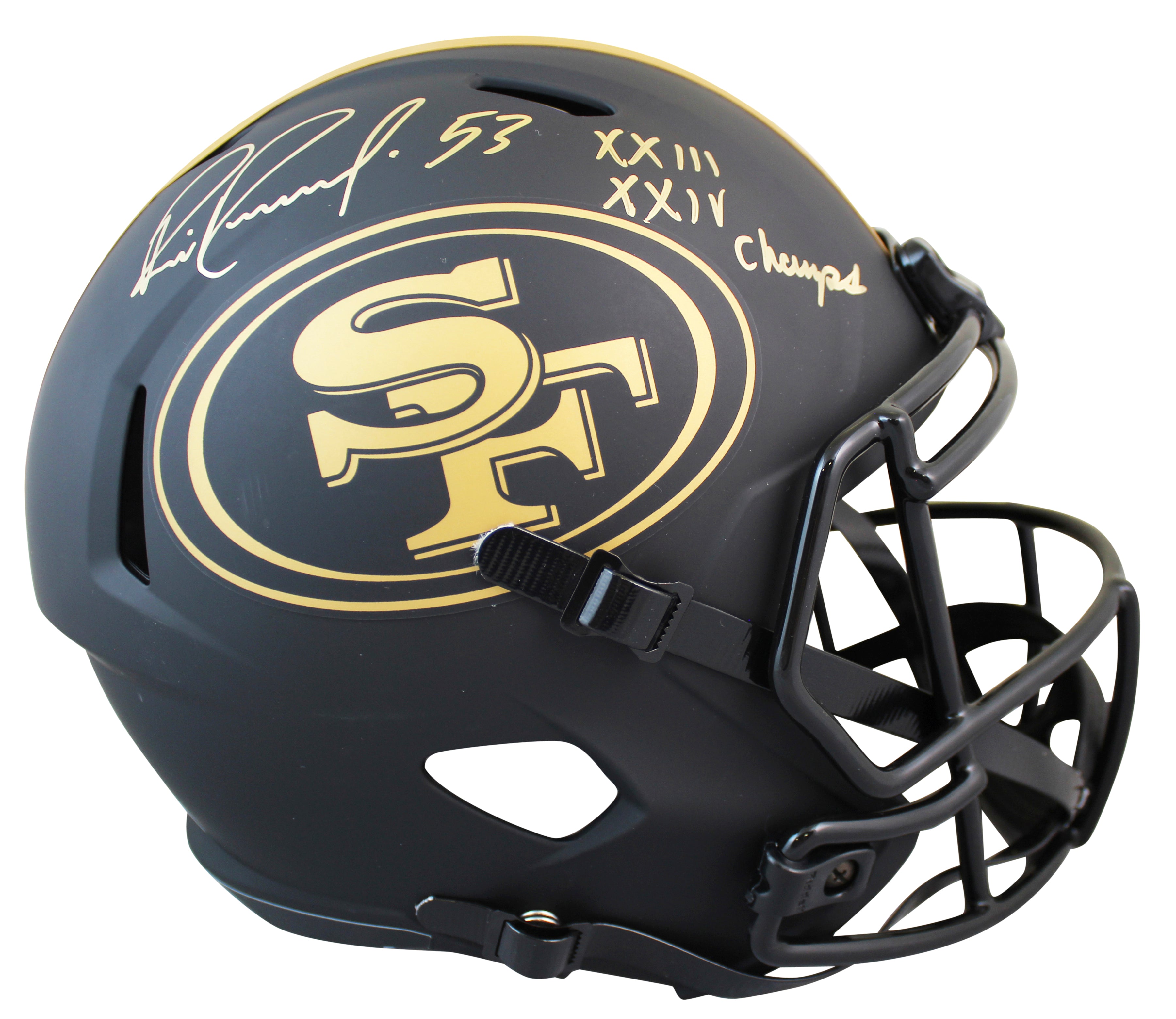 49ers Bill Romanowski XXIII XXIV Champs Signed Eclipse F/S Speed Rep Helmet BAS