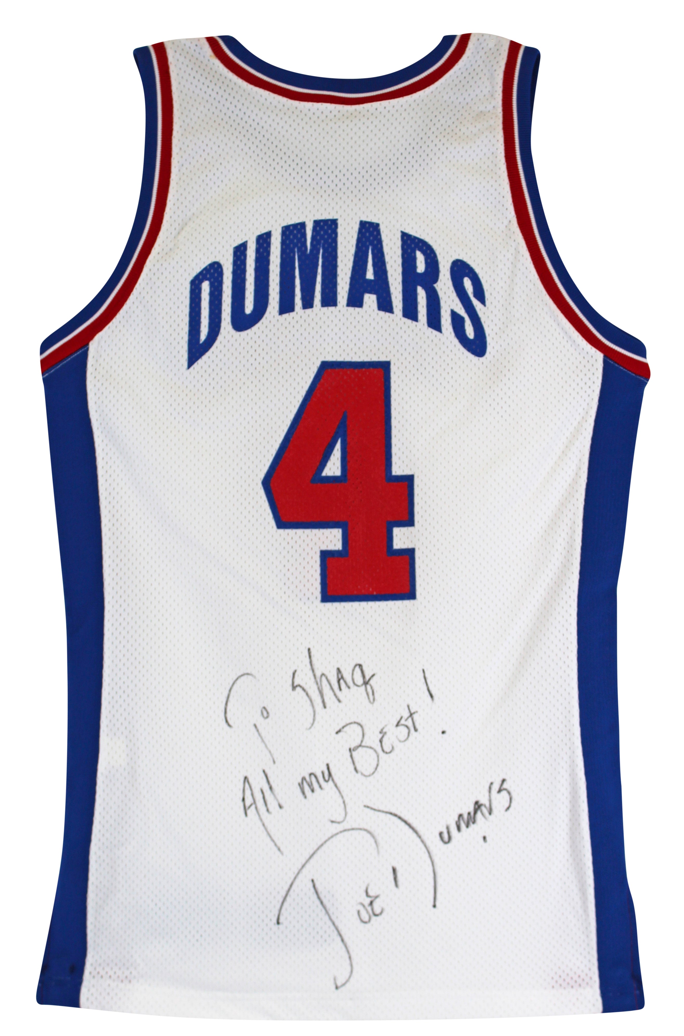 Pistons Joe Dumars Signed 1993-94 Game Issued / Worn White Jersey BAS #AA03173