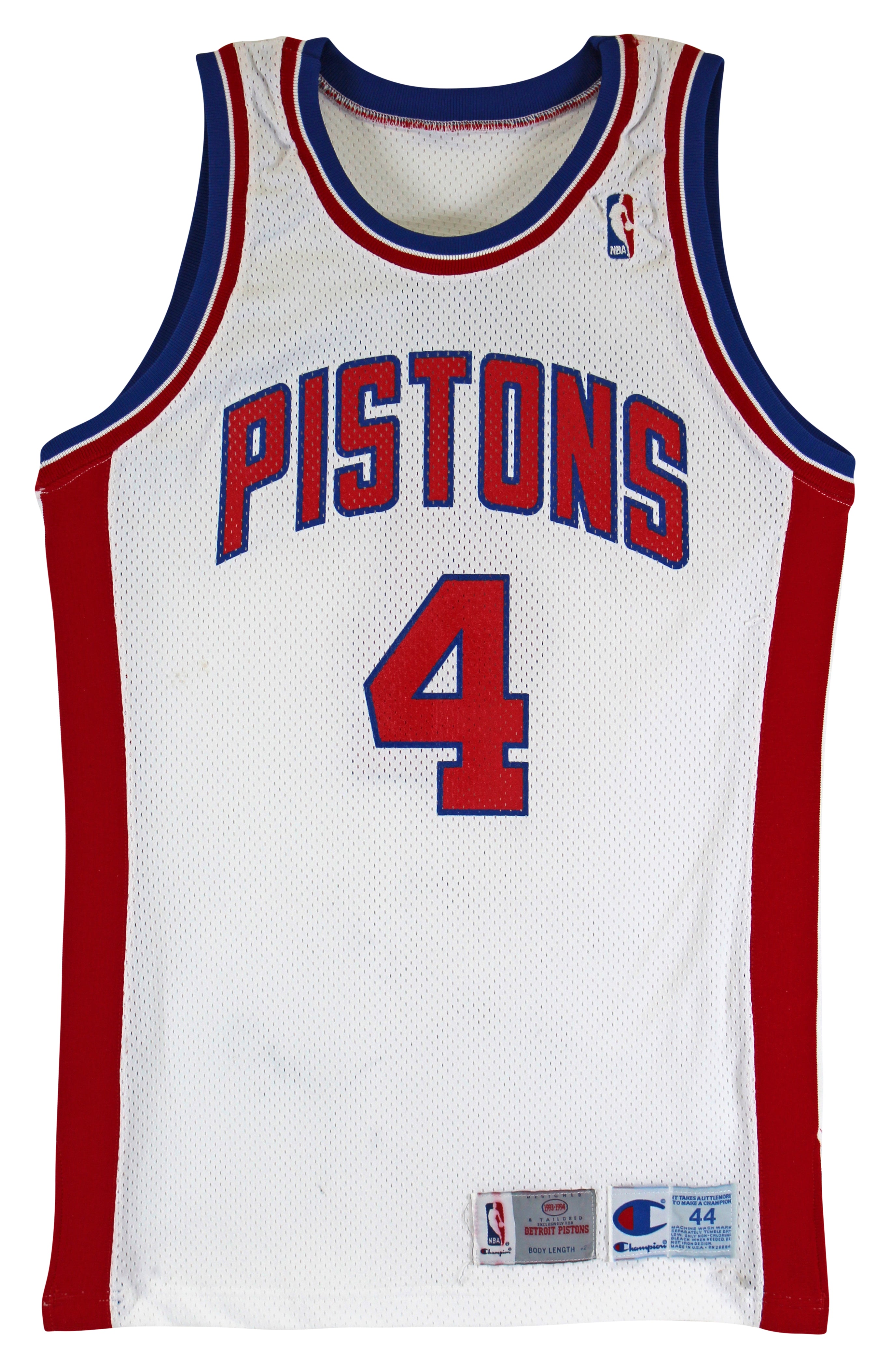 Pistons Joe Dumars Signed 1993-94 Game Issued / Worn White Jersey BAS #AA03173