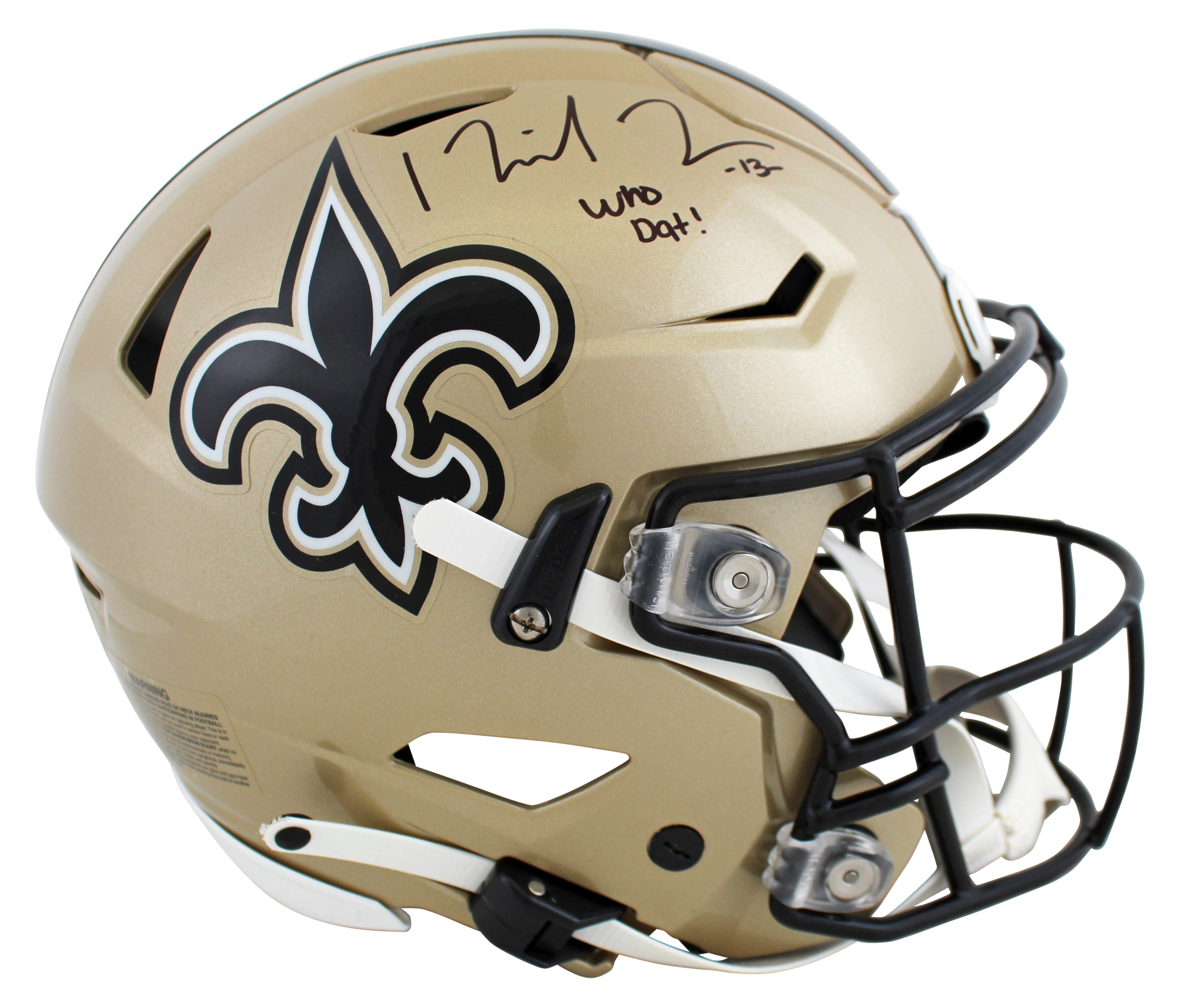 Saints Michael Thomas "Who Dat!" Signed Speed Flex Full Size Helmet BAS Witness