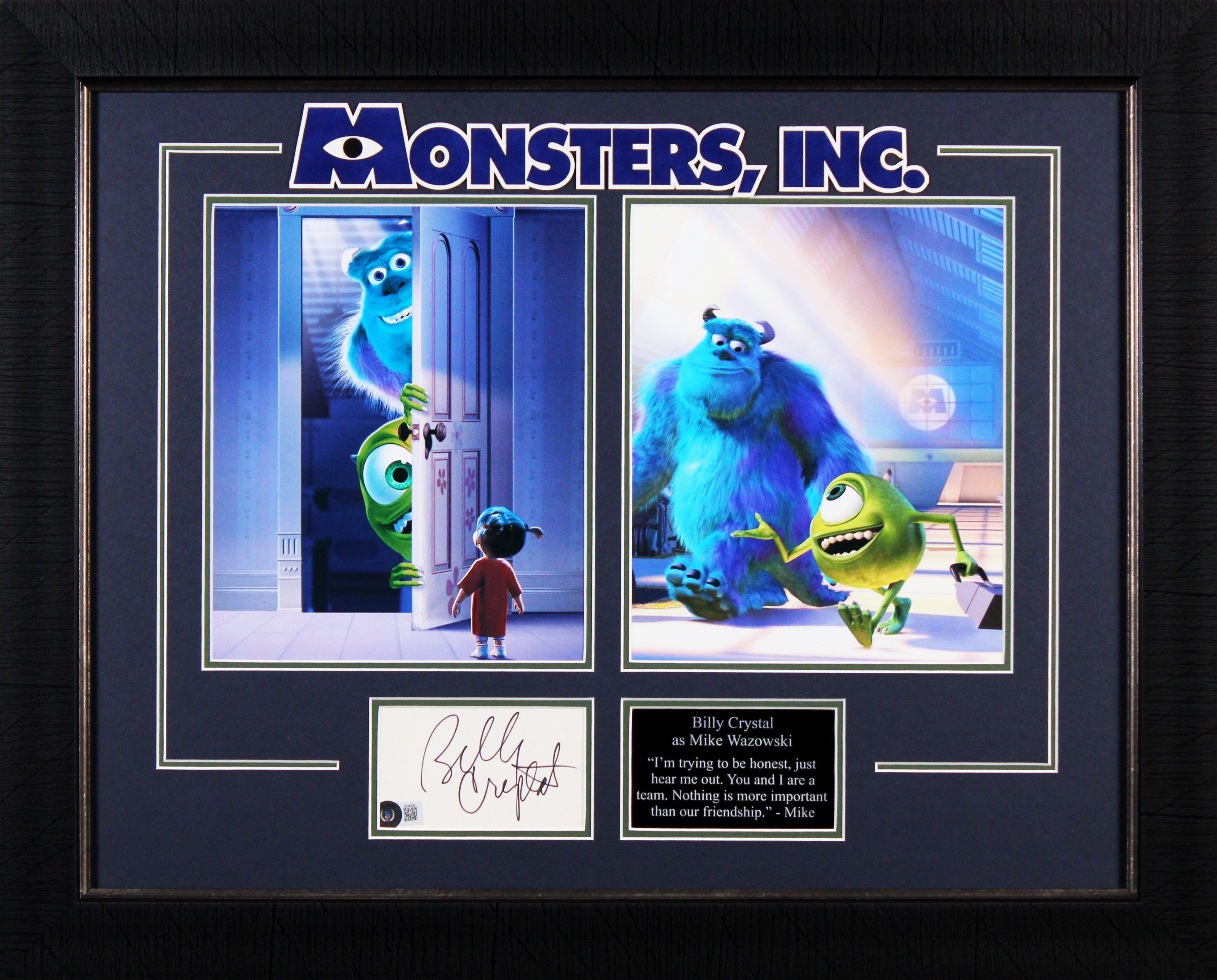 Billy Crystal Monsters Inc. Authentic Signed & Framed 3x5 Index Card BAS