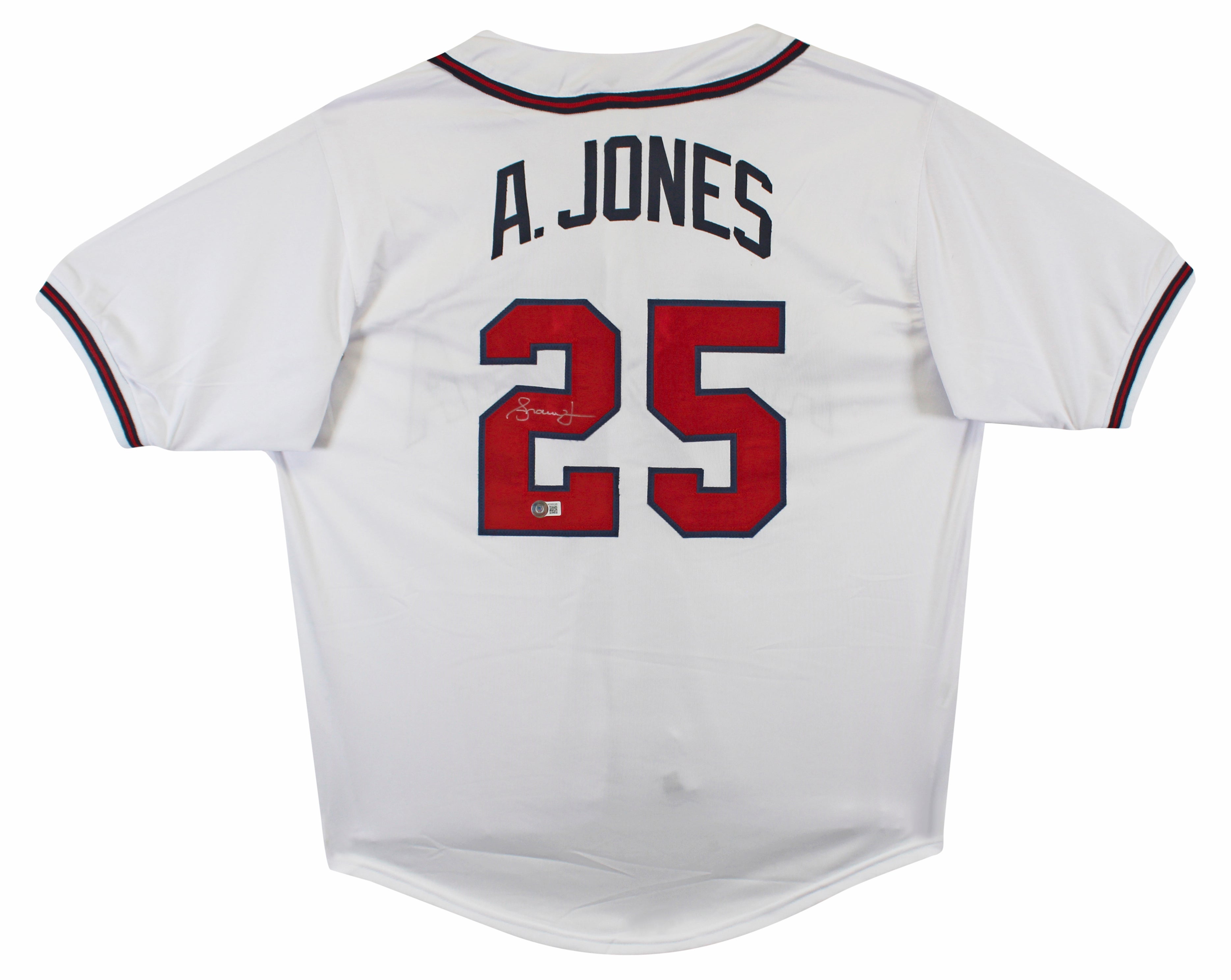 Andruw Jones Authentic Signed White Pro Style Jersey w/ Silver Sig BAS