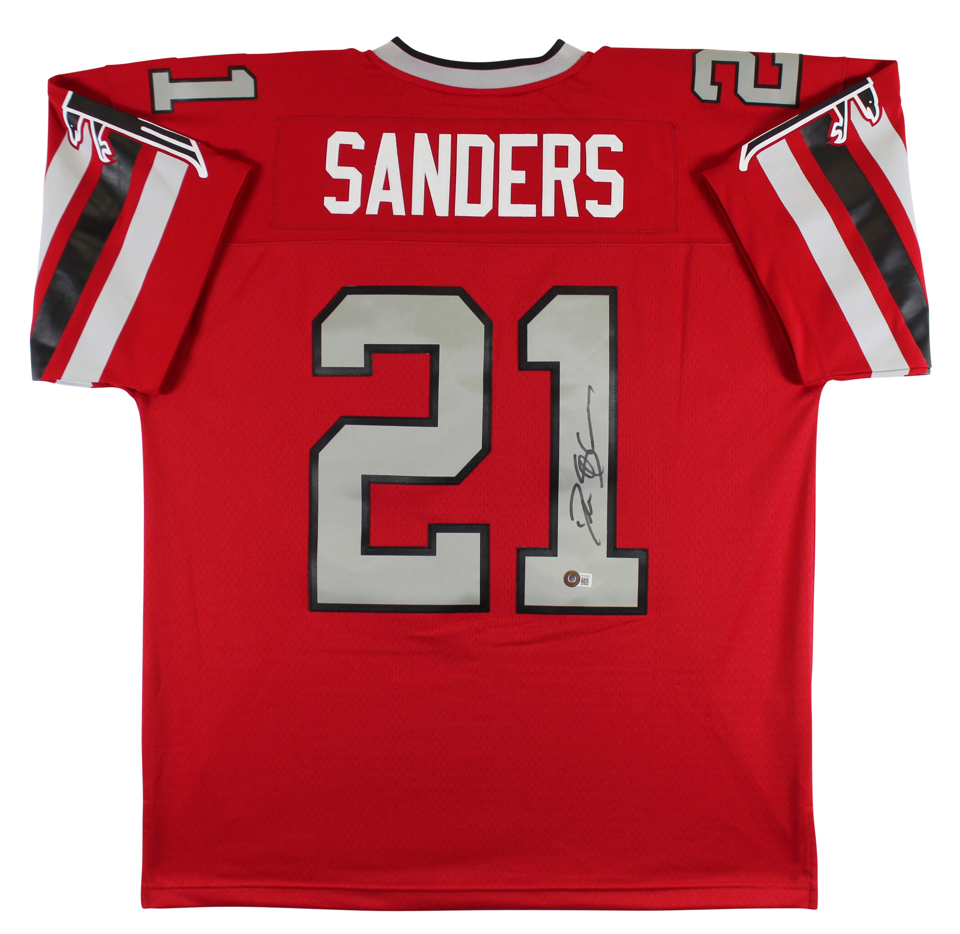 Falcons Deion Sanders Authentic Signed Red Mitchell & Ness Jersey BAS Witnessed