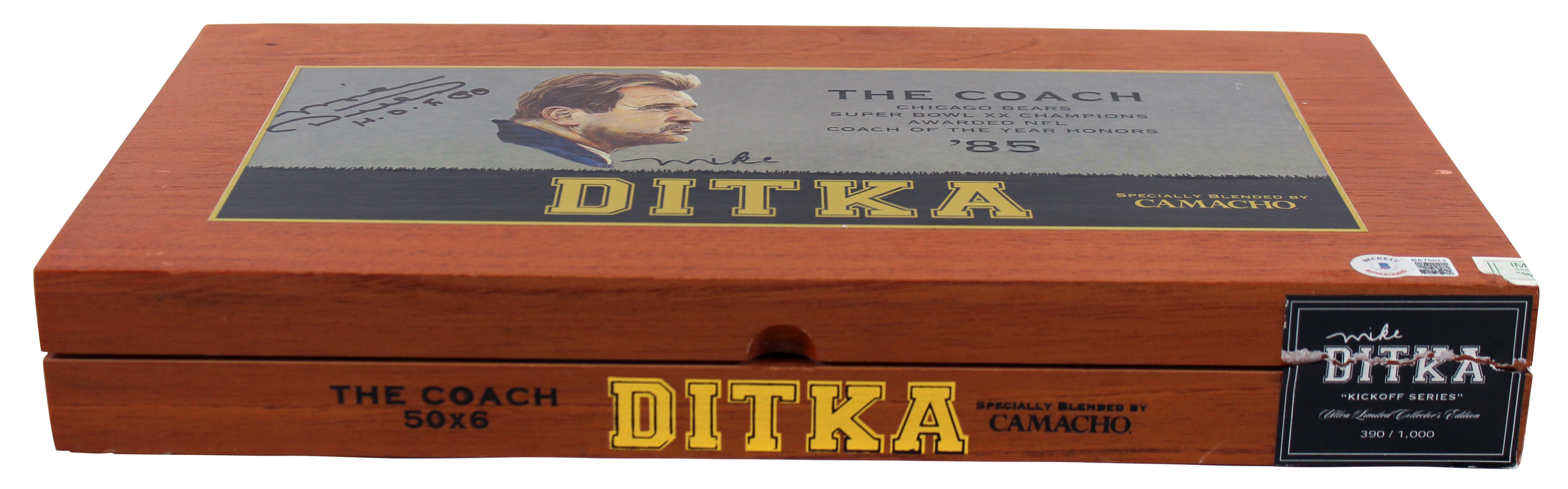 Bears Mike Ditka "HOF 88" Signed Kickoff Series Cigar Box LE #390/1,000 BAS #