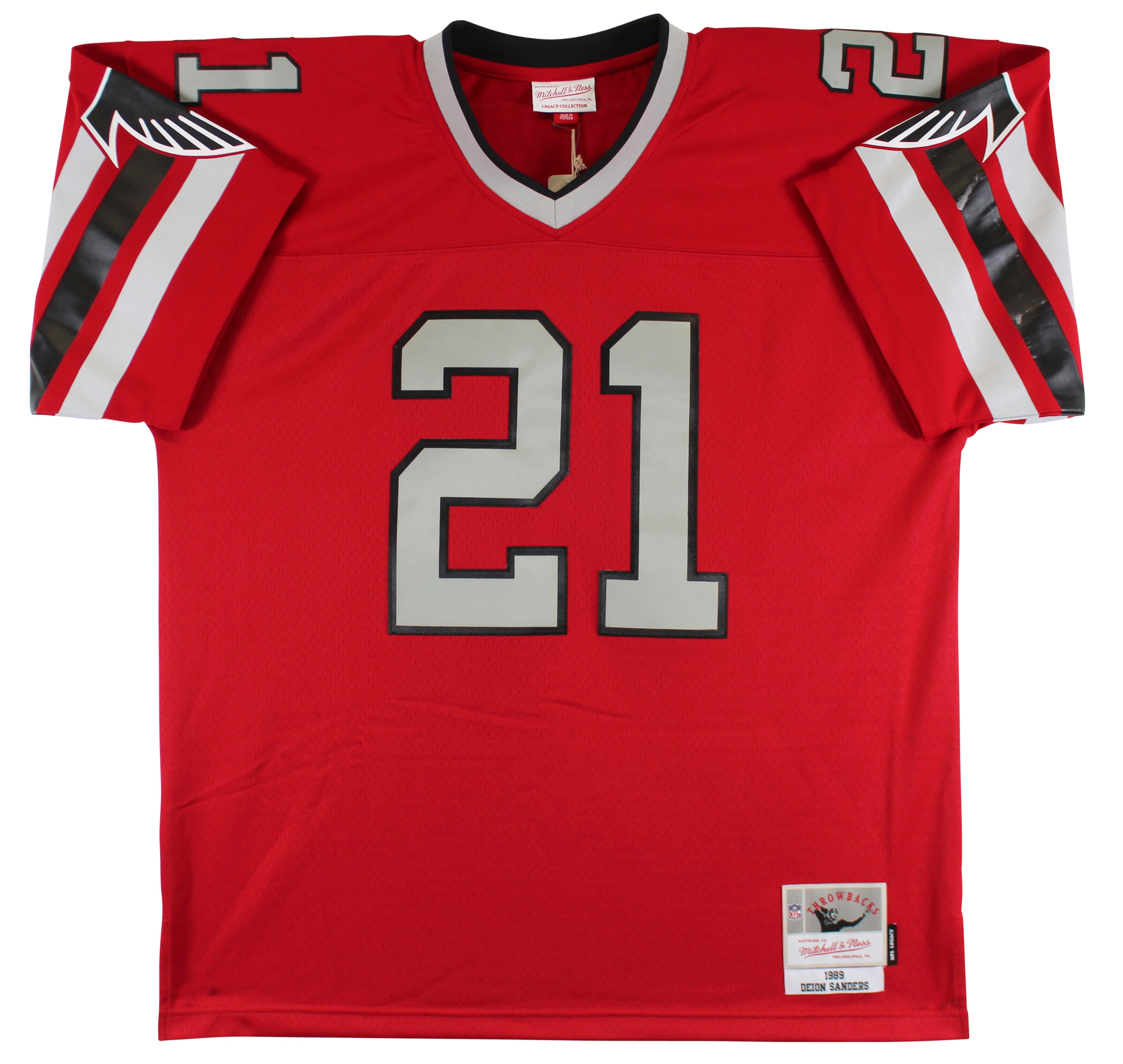 Falcons Deion Sanders Authentic Signed Red Mitchell & Ness Jersey BAS Witnessed