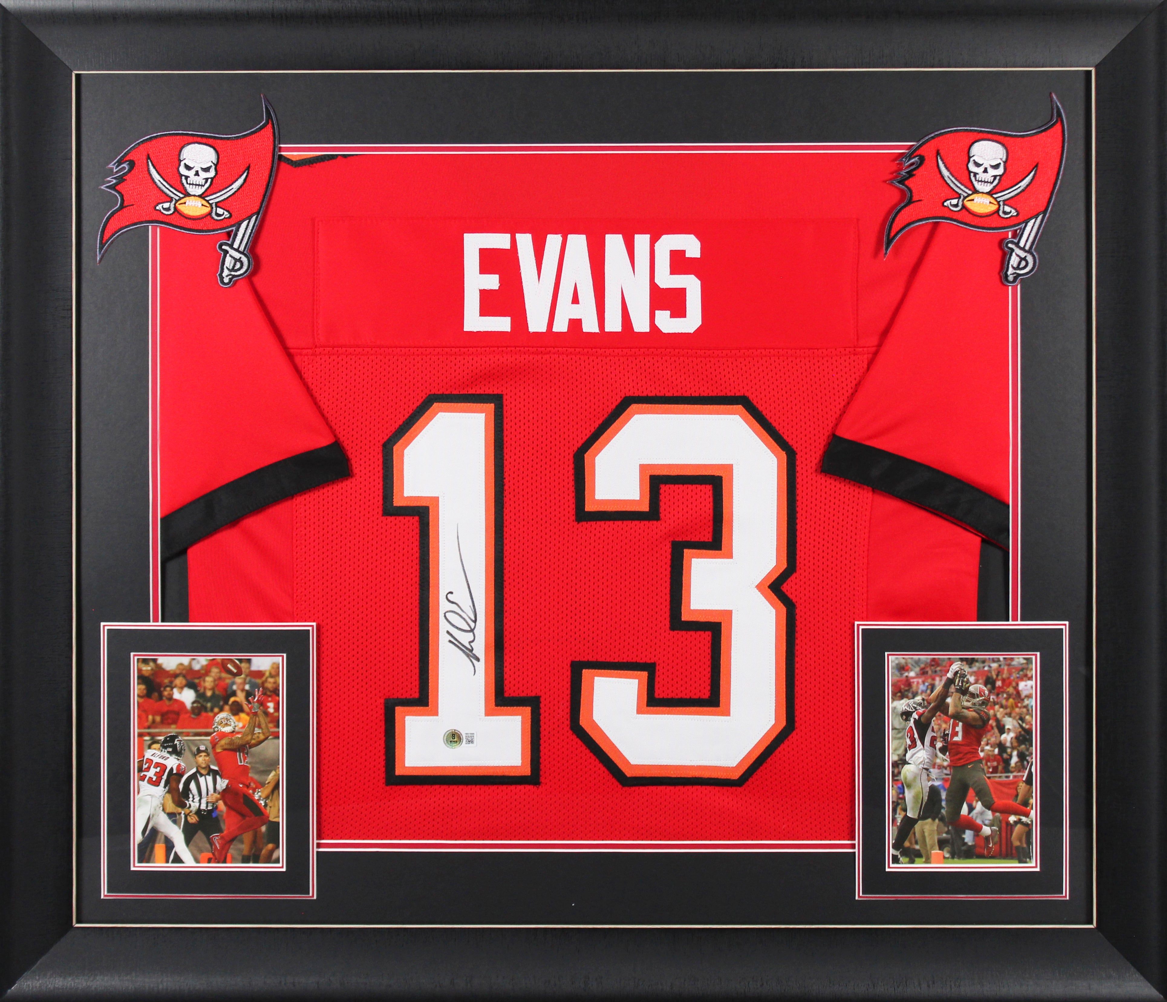 Mike Evans Authentic Signed Red Pro Style Framed Jersey BAS Witnessed 2