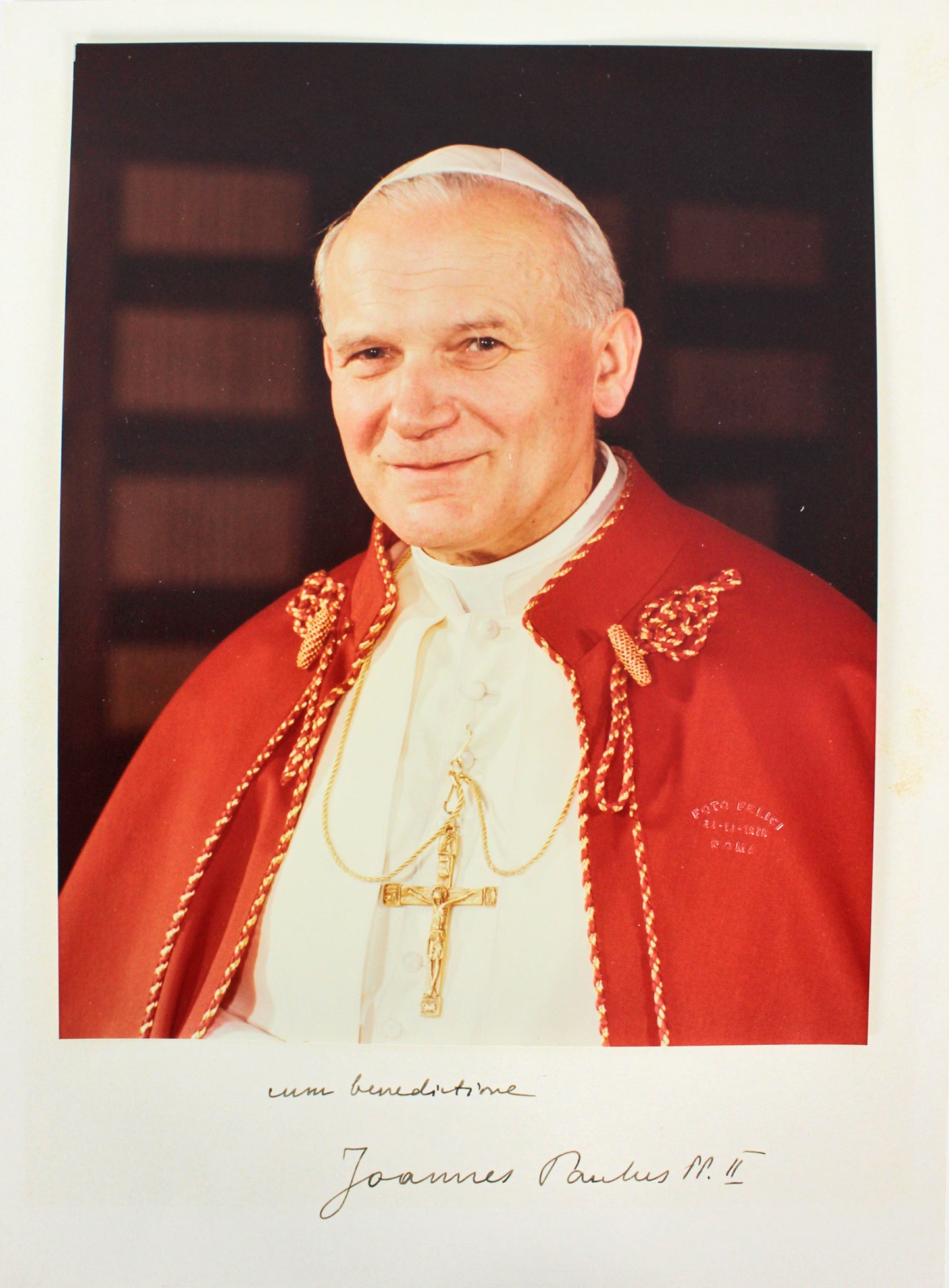 Pope John Paul II "Una Benedictione" Signed 8x9.75 Mounted Photo BAS #A39005