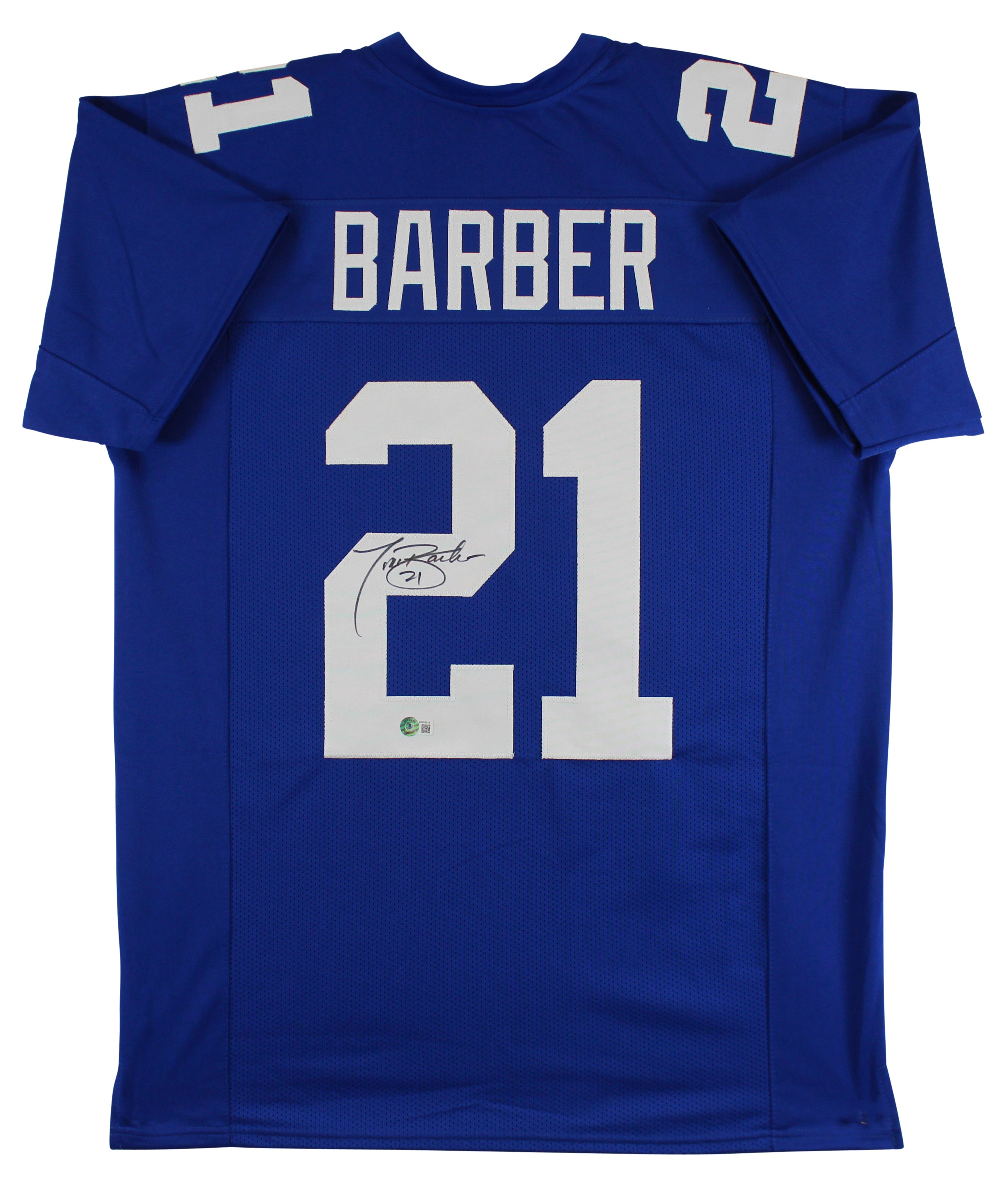 Tiki Barber Authentic Signed Blue Pro Style Jersey Autographed BAS Witnessed HOLIDAY DOORBUSTER